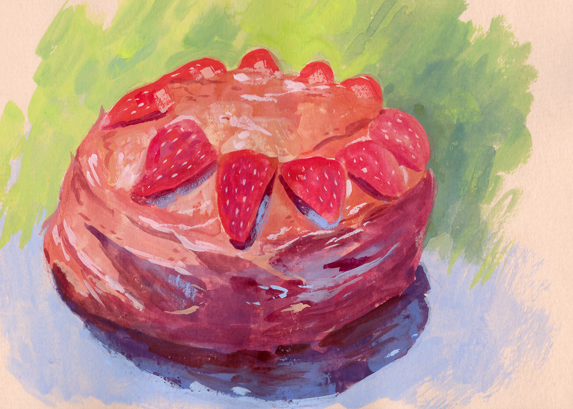 Homemade Chocolate Cake - Gouache on Paper