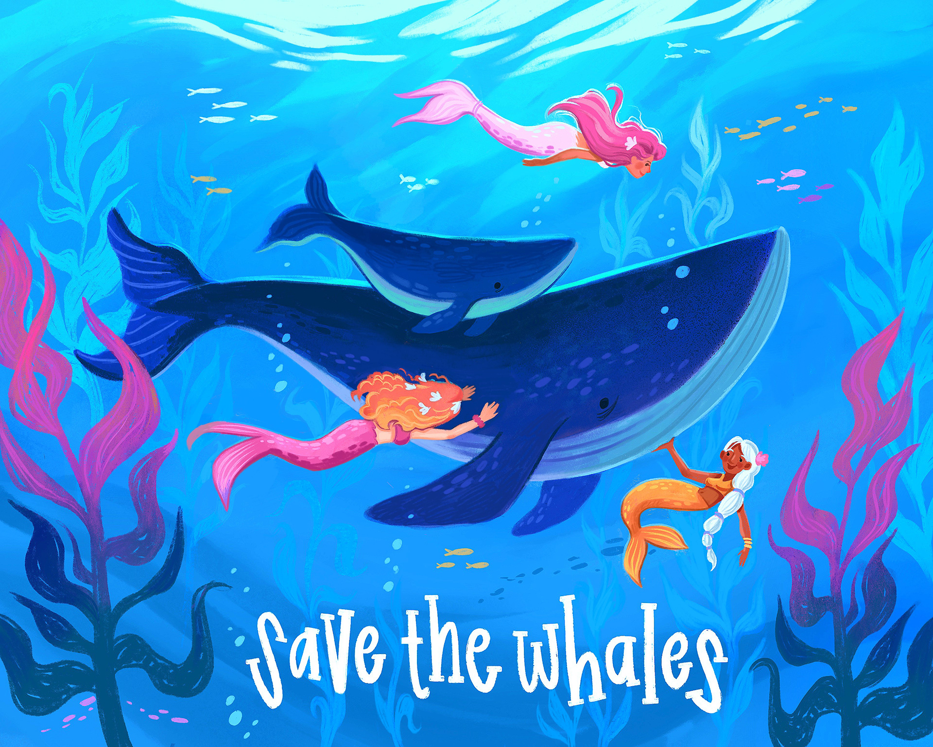 Save the Whales Poster; Procreate 2023
