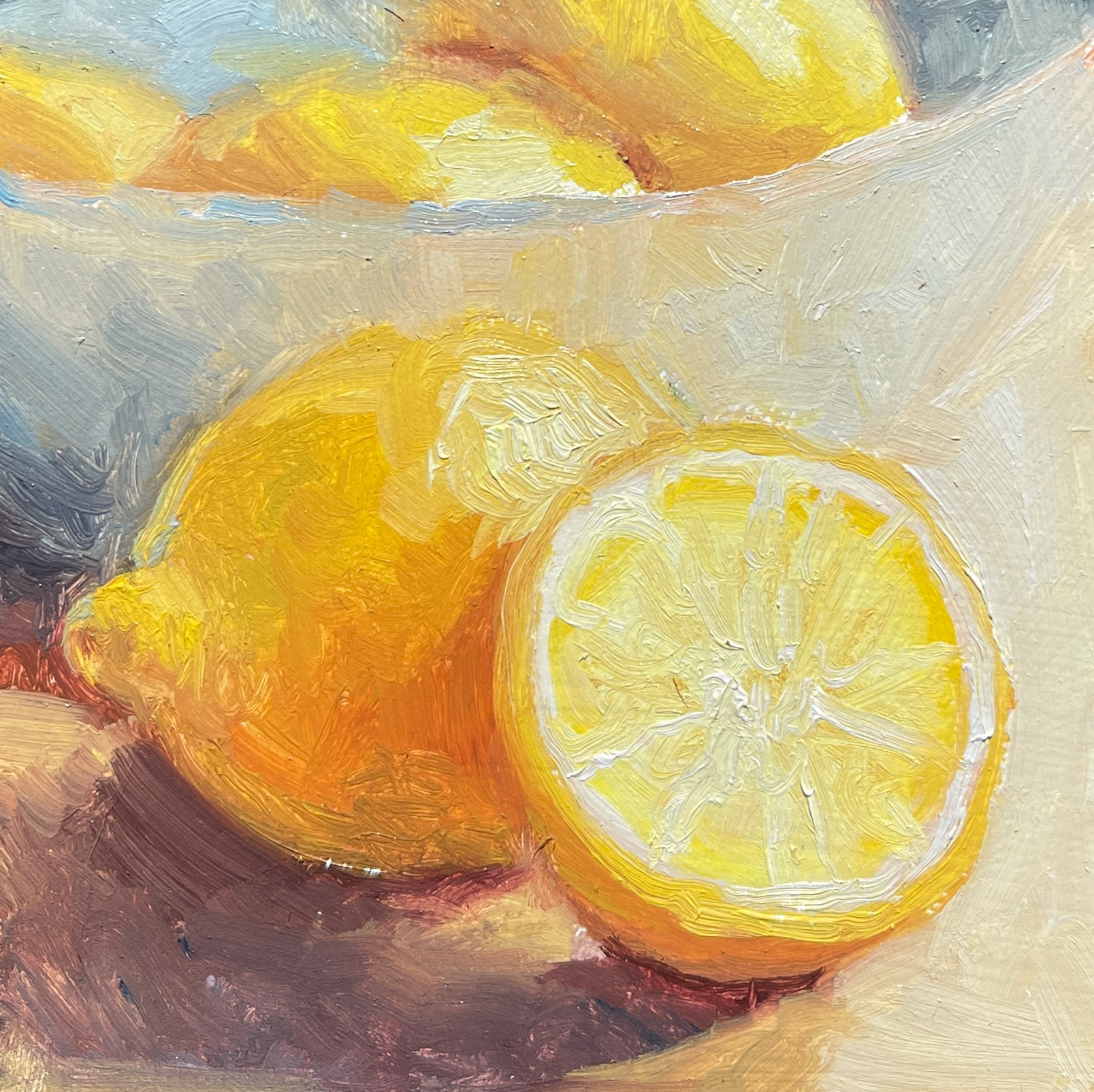 Lemons; 3x3" Oil on masonite
