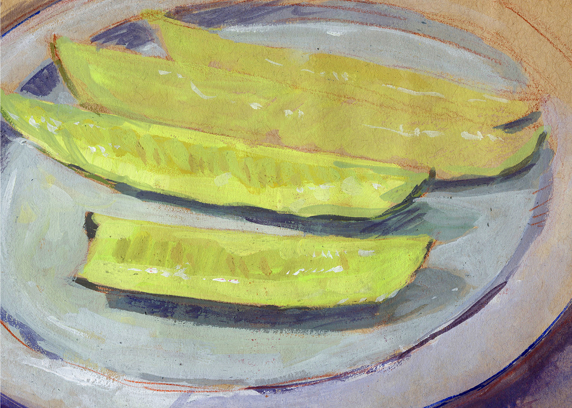 Pickles from Lunch - Gouache on Paper