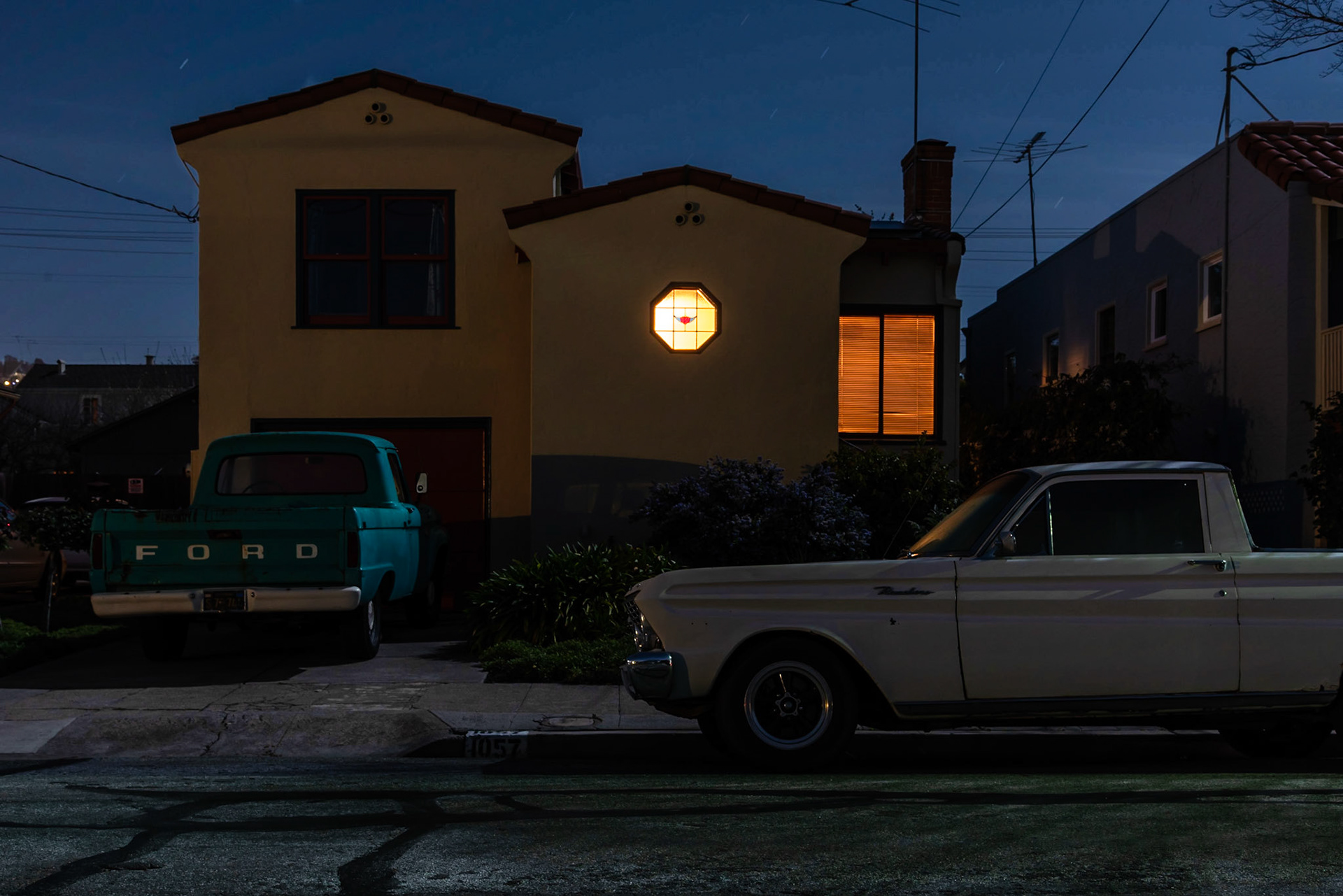 "Cornell Ave, 11:40pm." Albany CA, March 2019