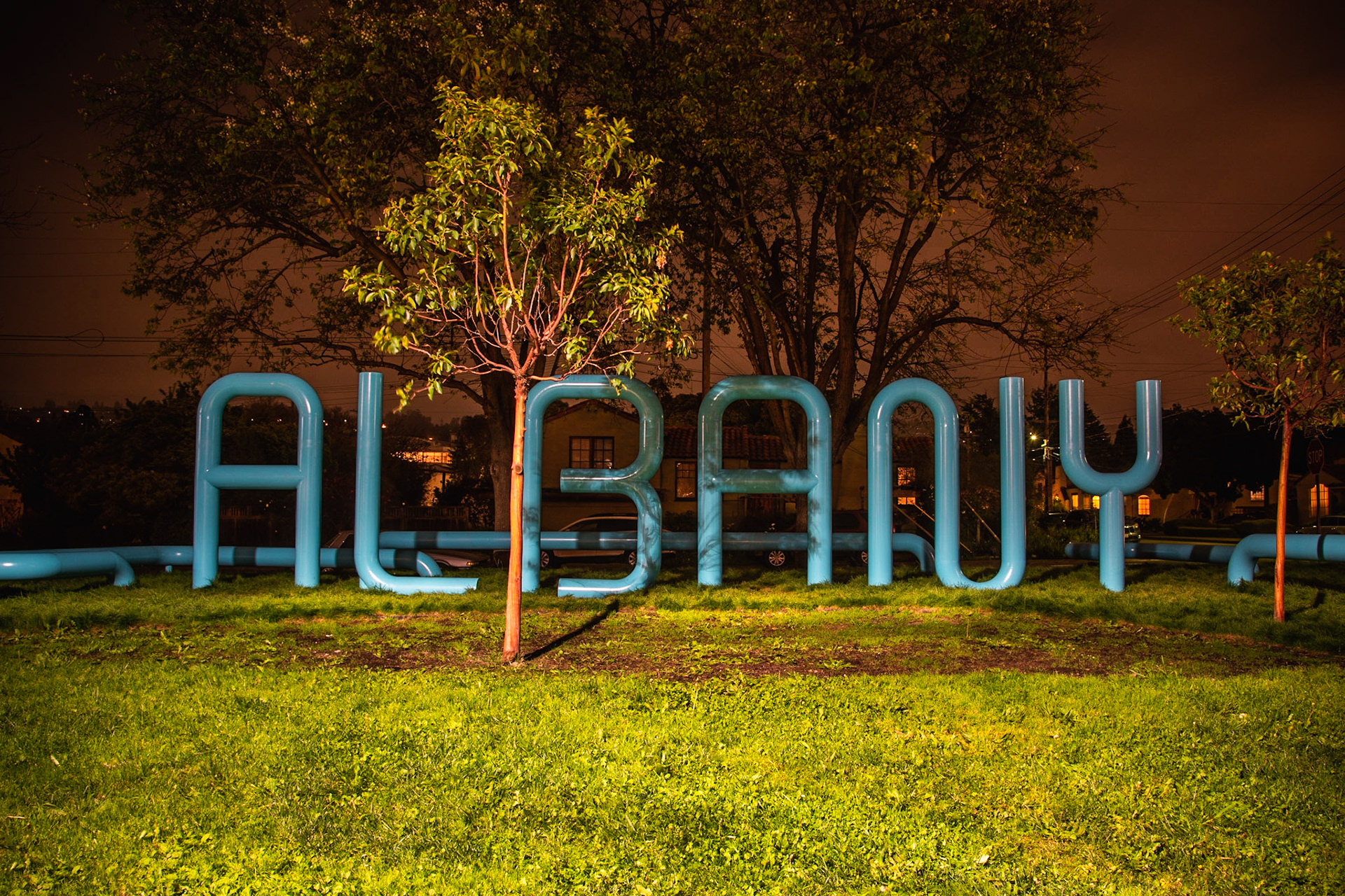 "Albany, 11:09 pm," Public art installation along the Ohlone Greenway in Albany CA.