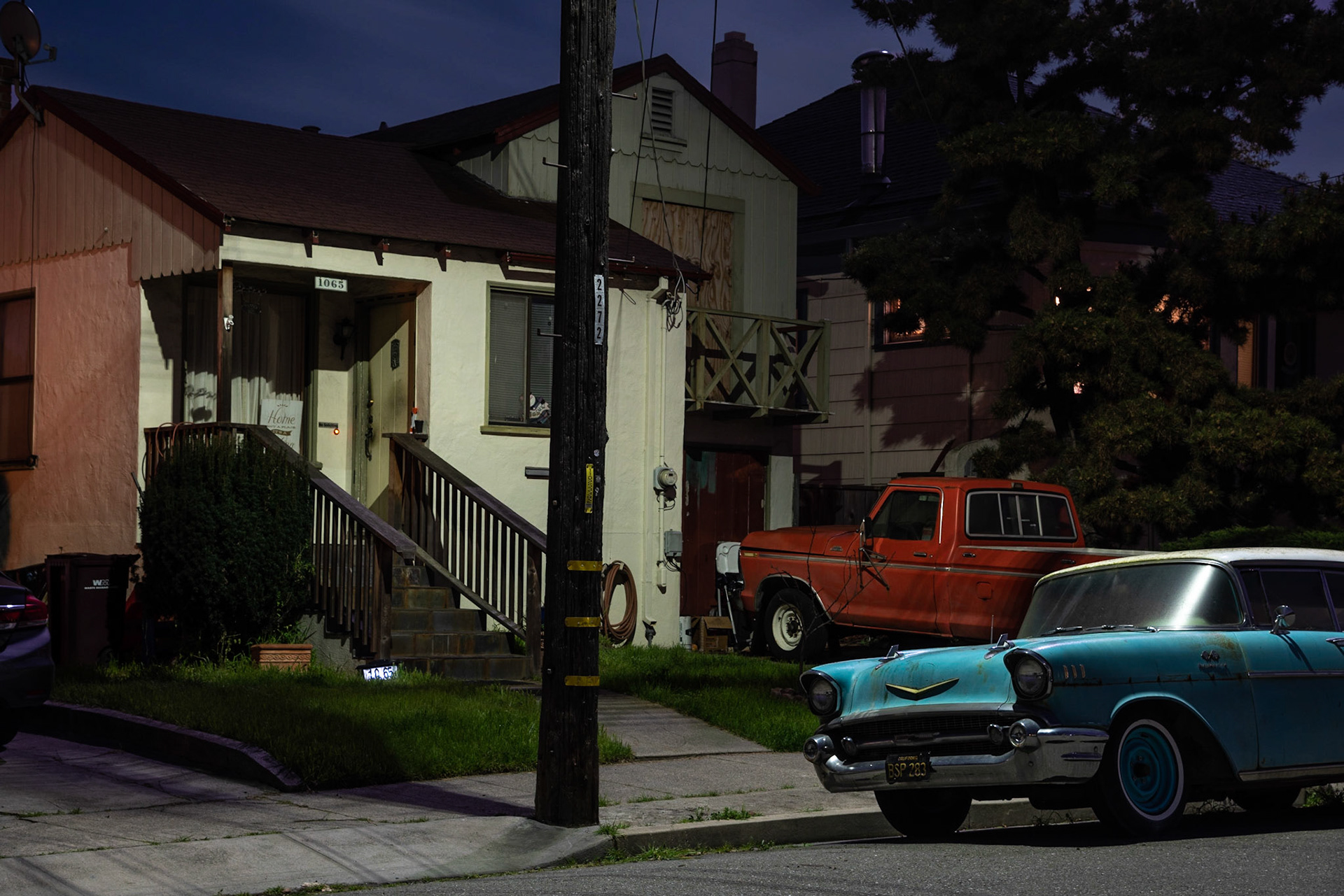 "Cornell Ave, 12:01 am," Albany CA, March 2019