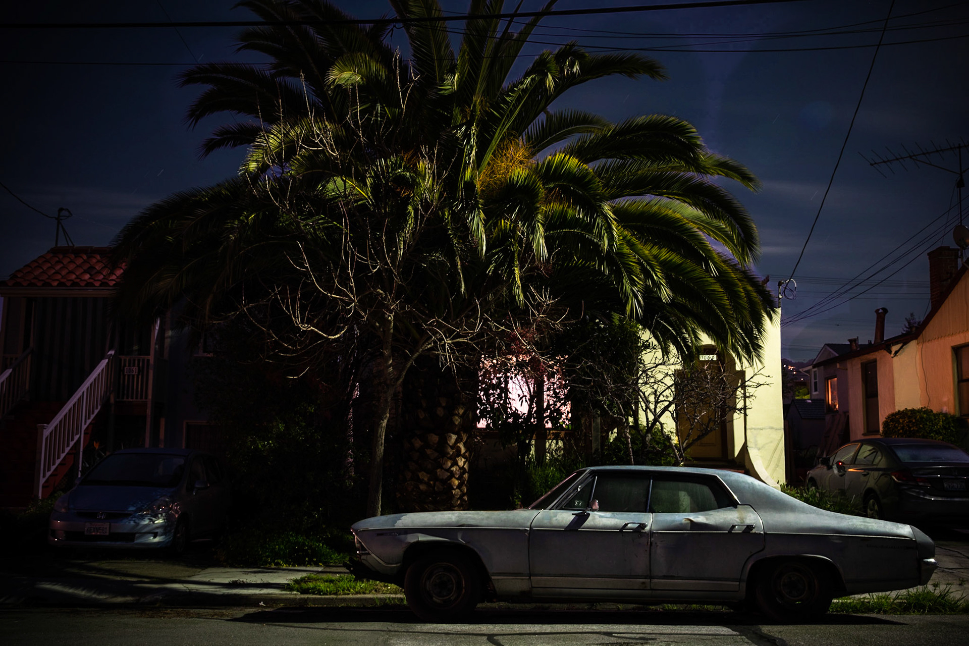 "Cornell Ave, 11:57 pm," Albany CA, March 2019