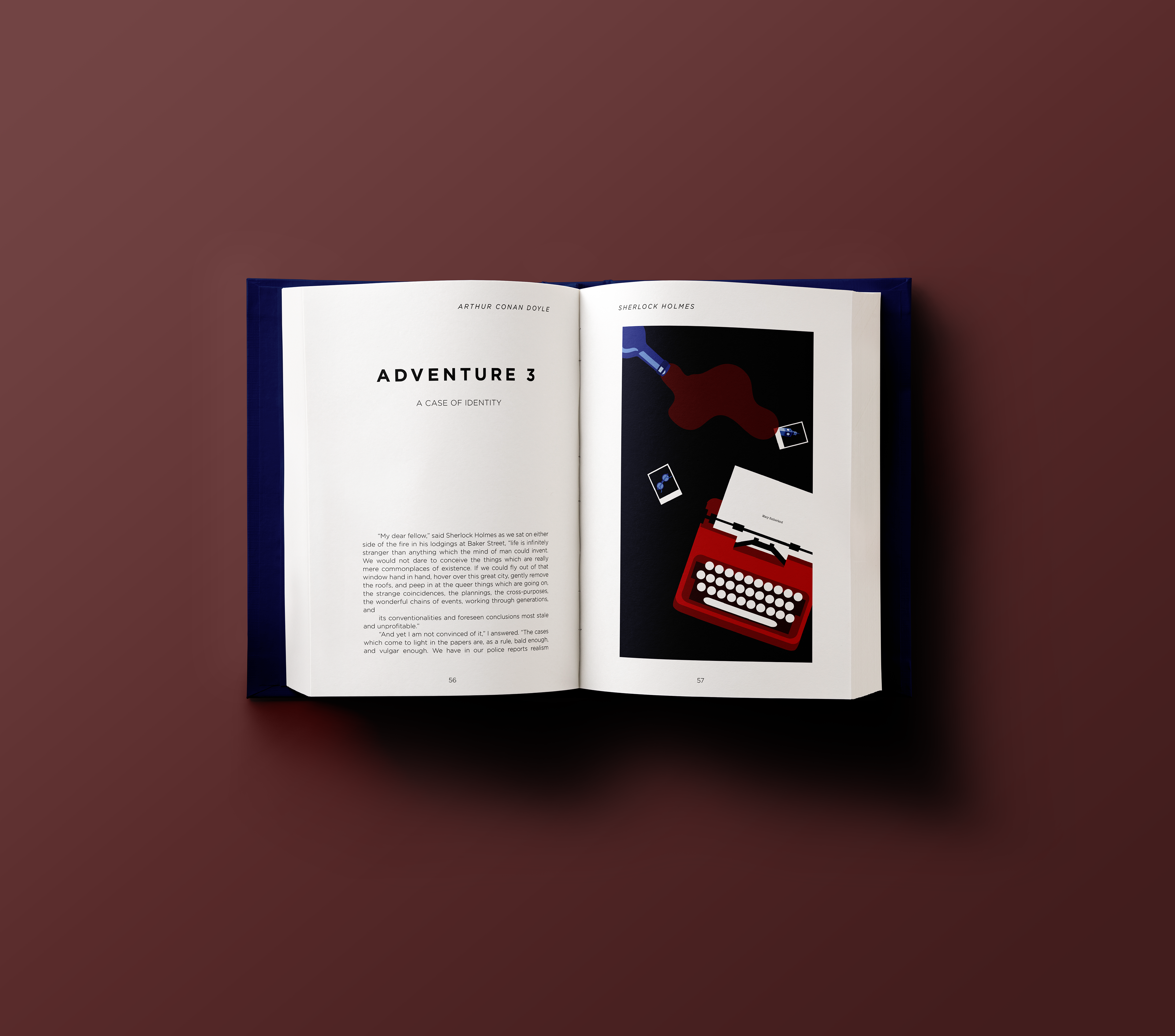 Mockup showing interior spread of illustrations and body text.