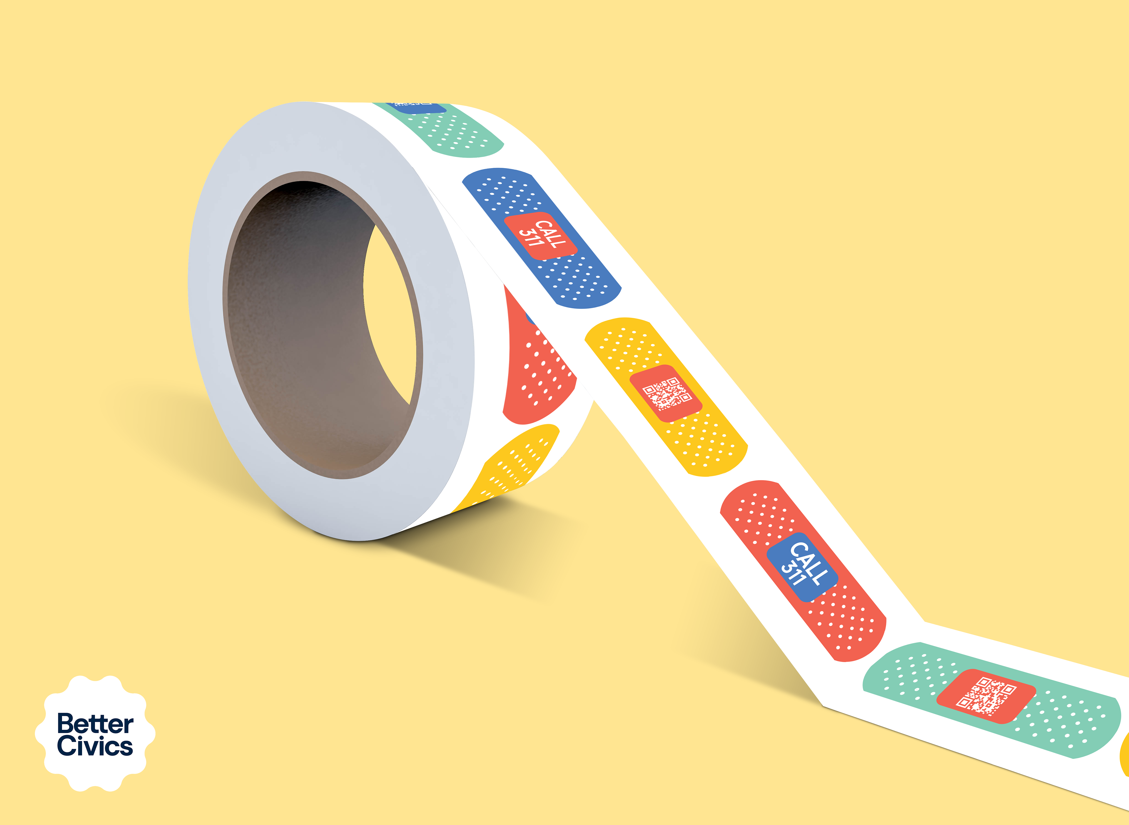 Bandage styled stickers on sticker roll.
