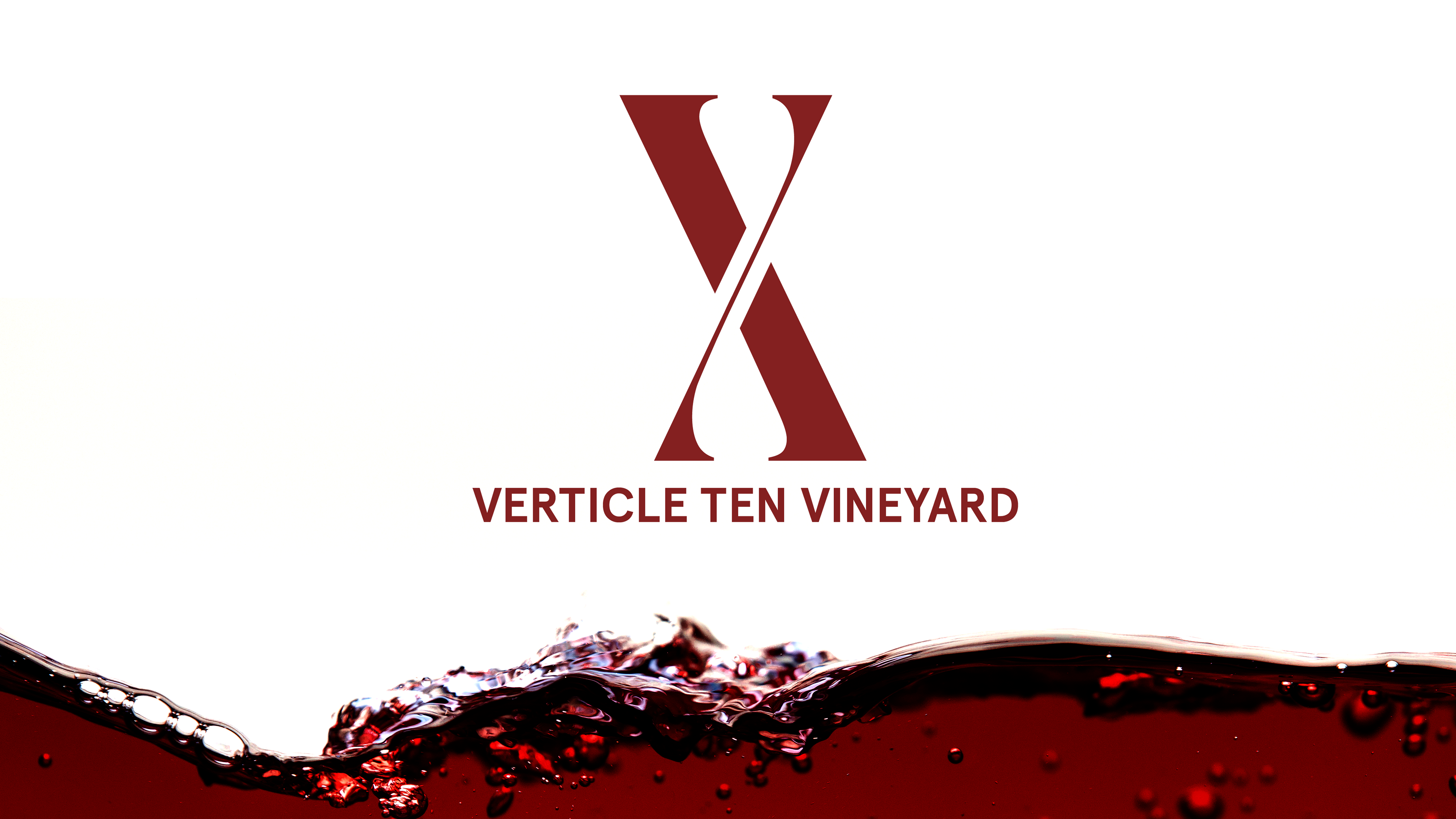 Brand logo above a an image of liquid wine close up.
