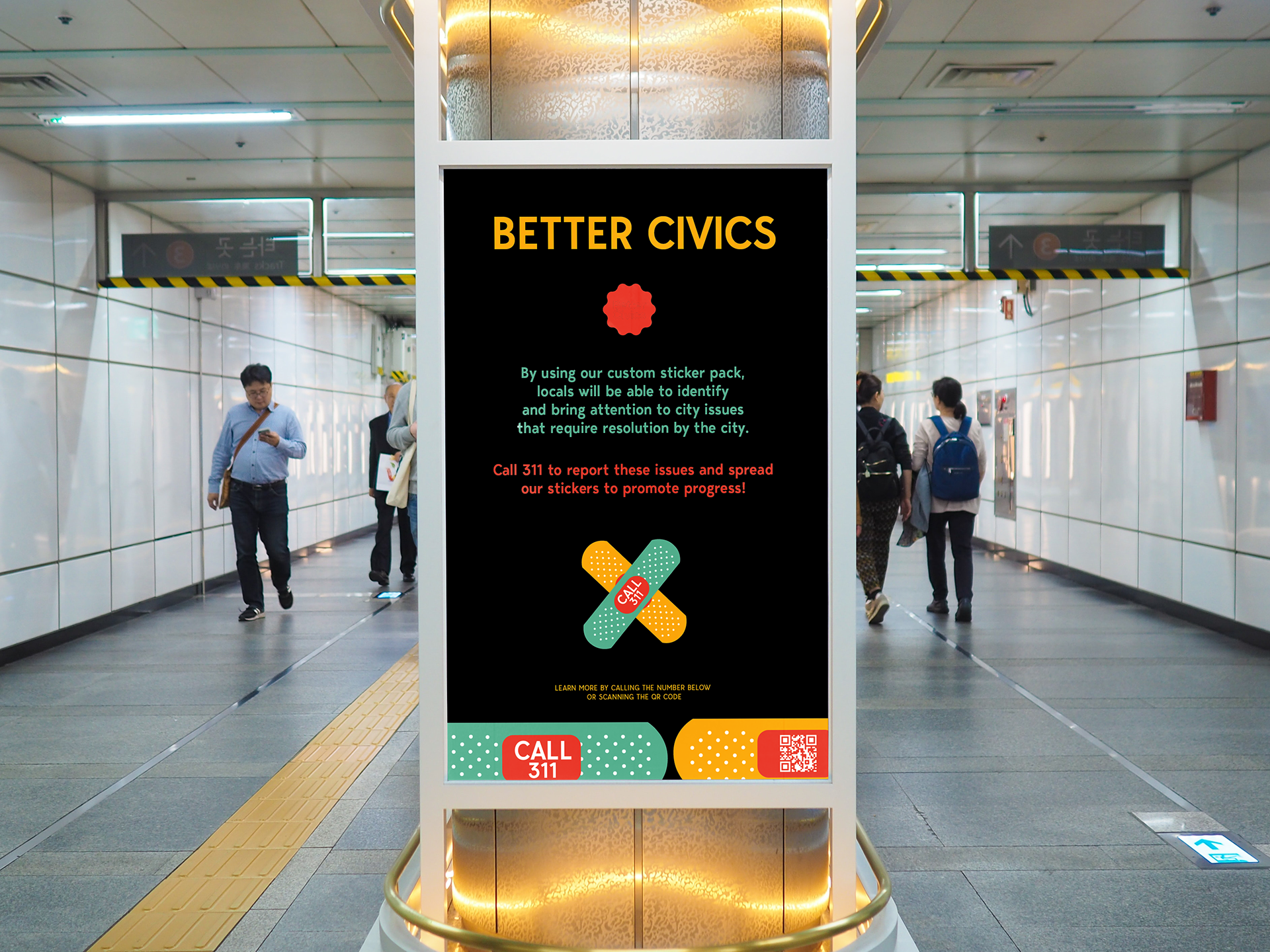Poster promoting campaign mocked up on sign.