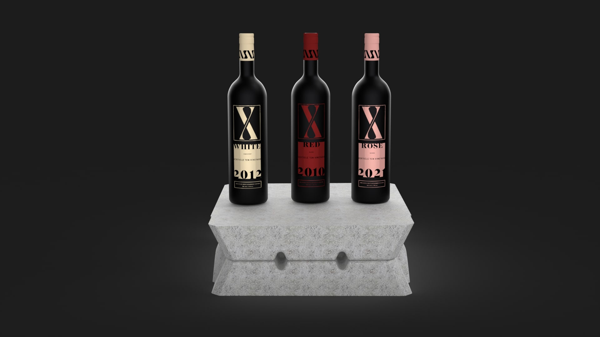 Three bottles of wine on top if the shipping material.