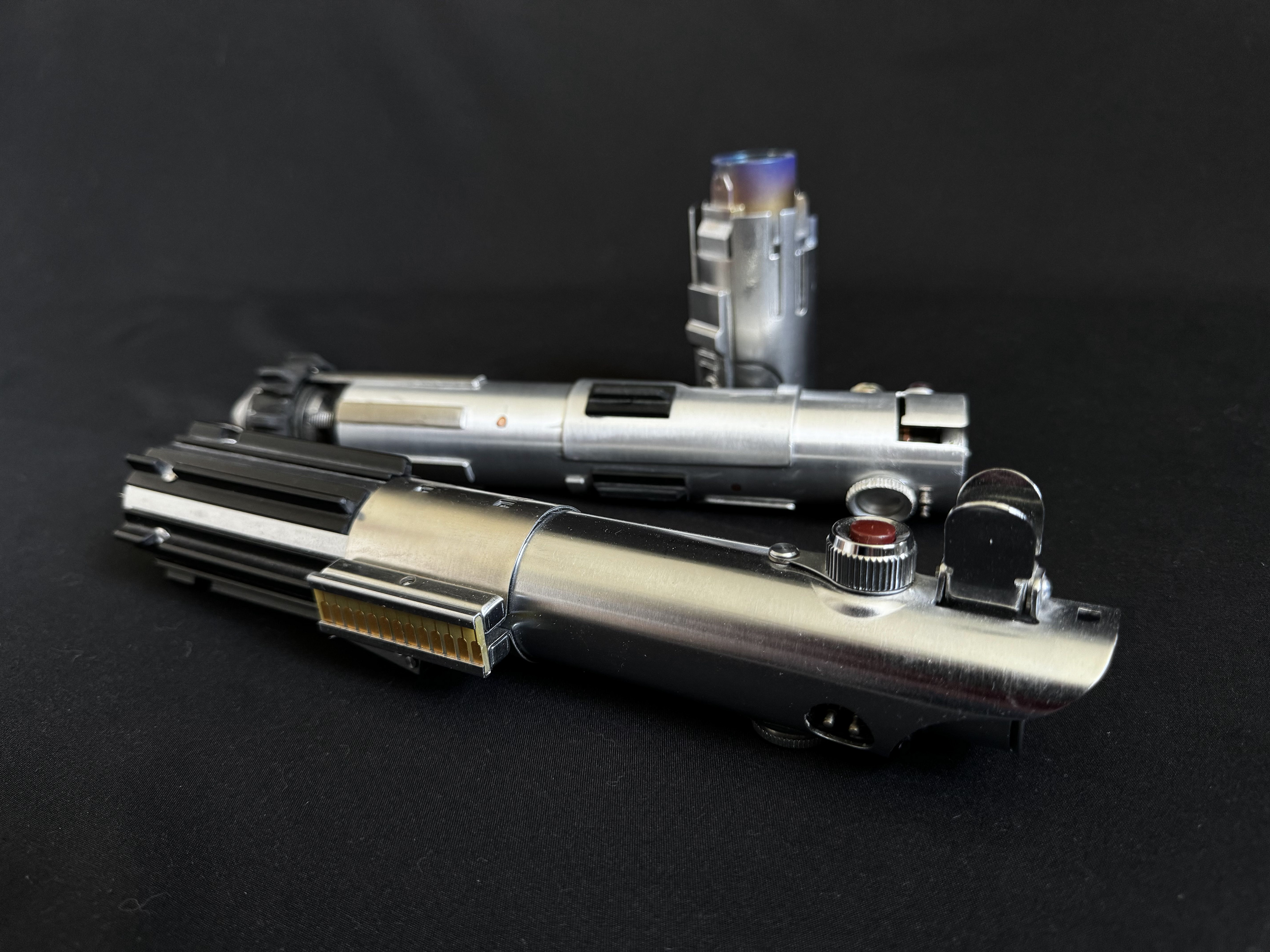 Various Lightstaber replicas and props. Combination of prop kits, custom parts, and 3D prints