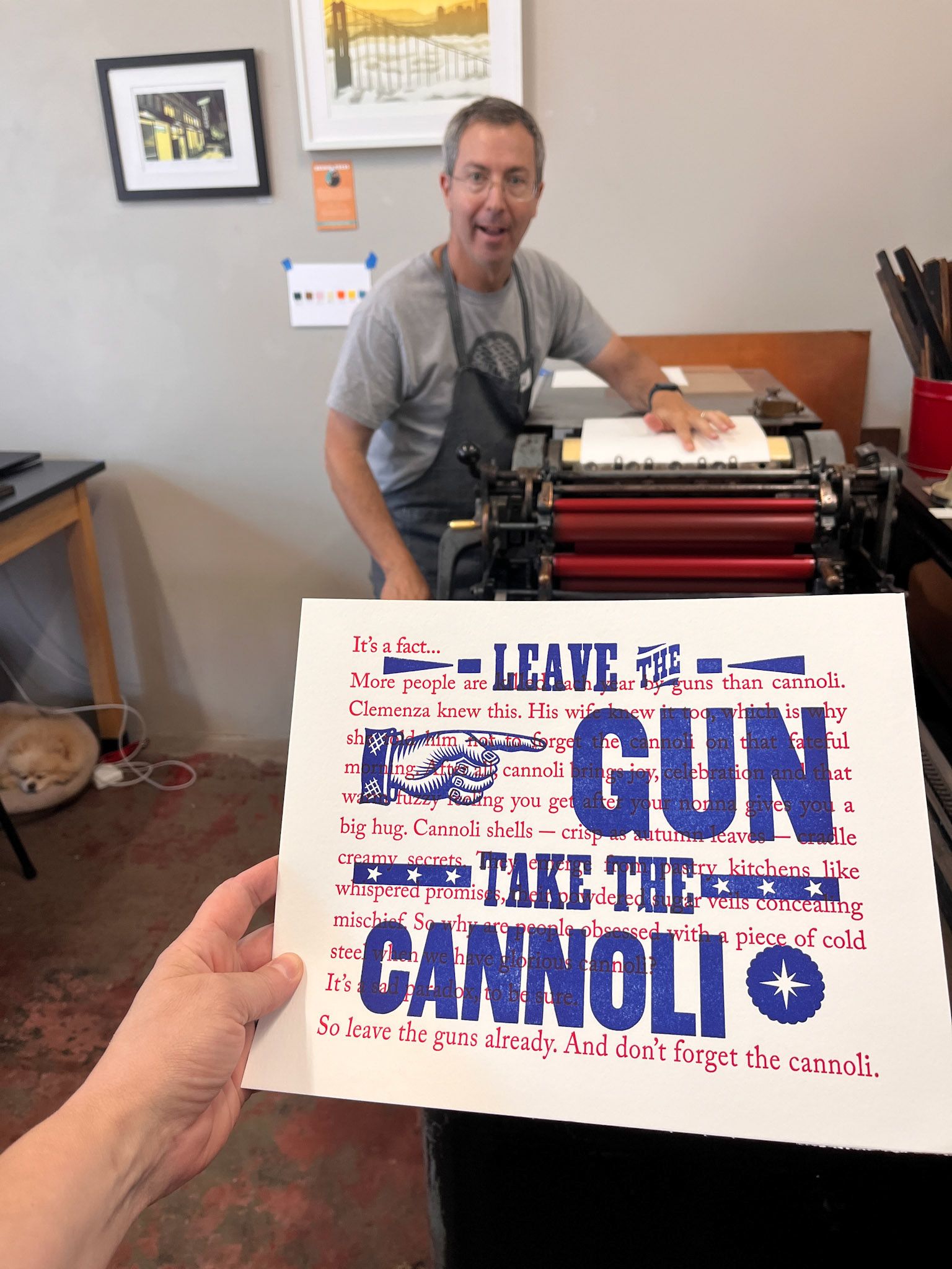 Leave the gun. Take the cannoli. That famous Godfather quote with a twist. 