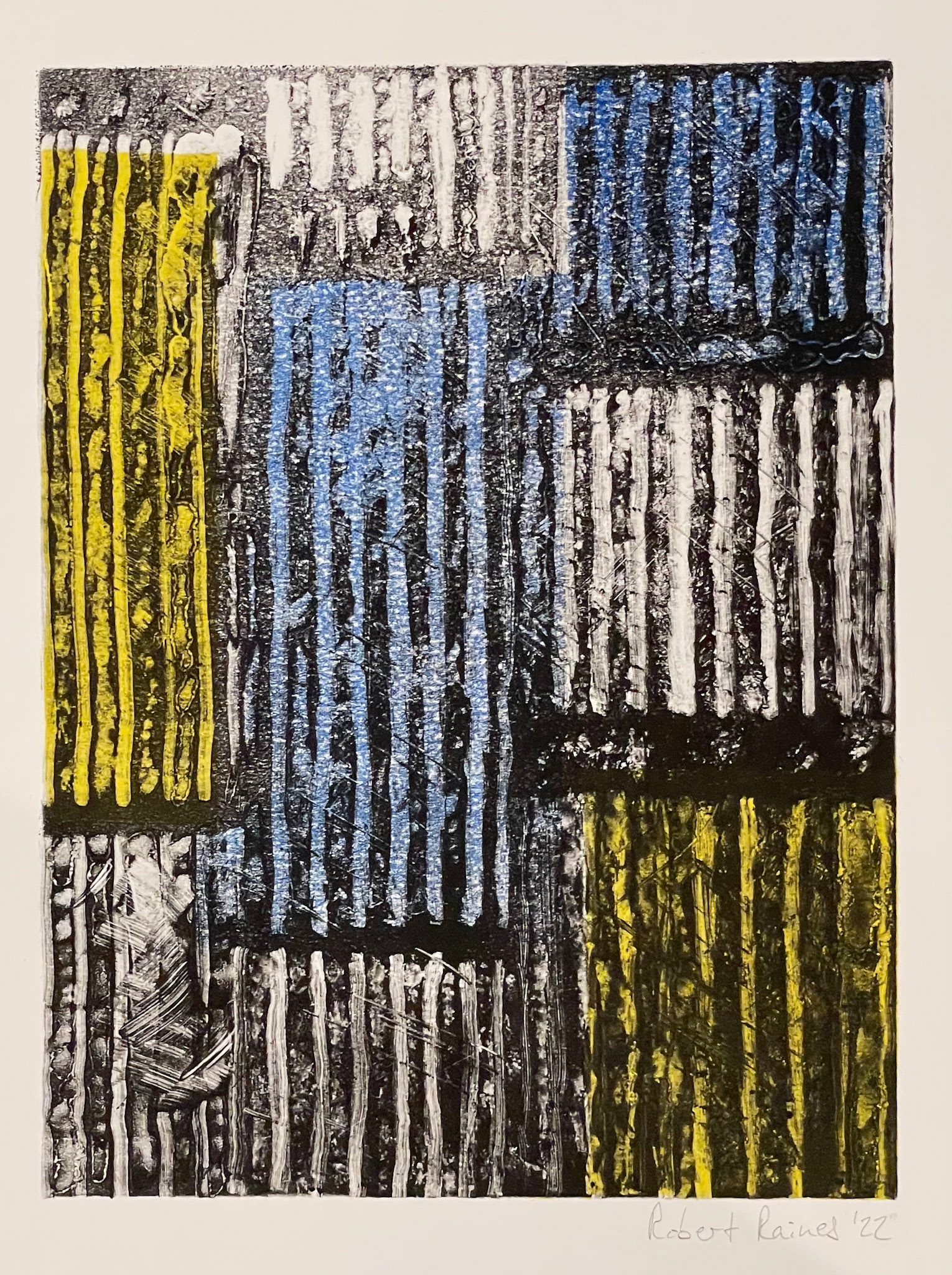 Multi color drop subtractive monotype