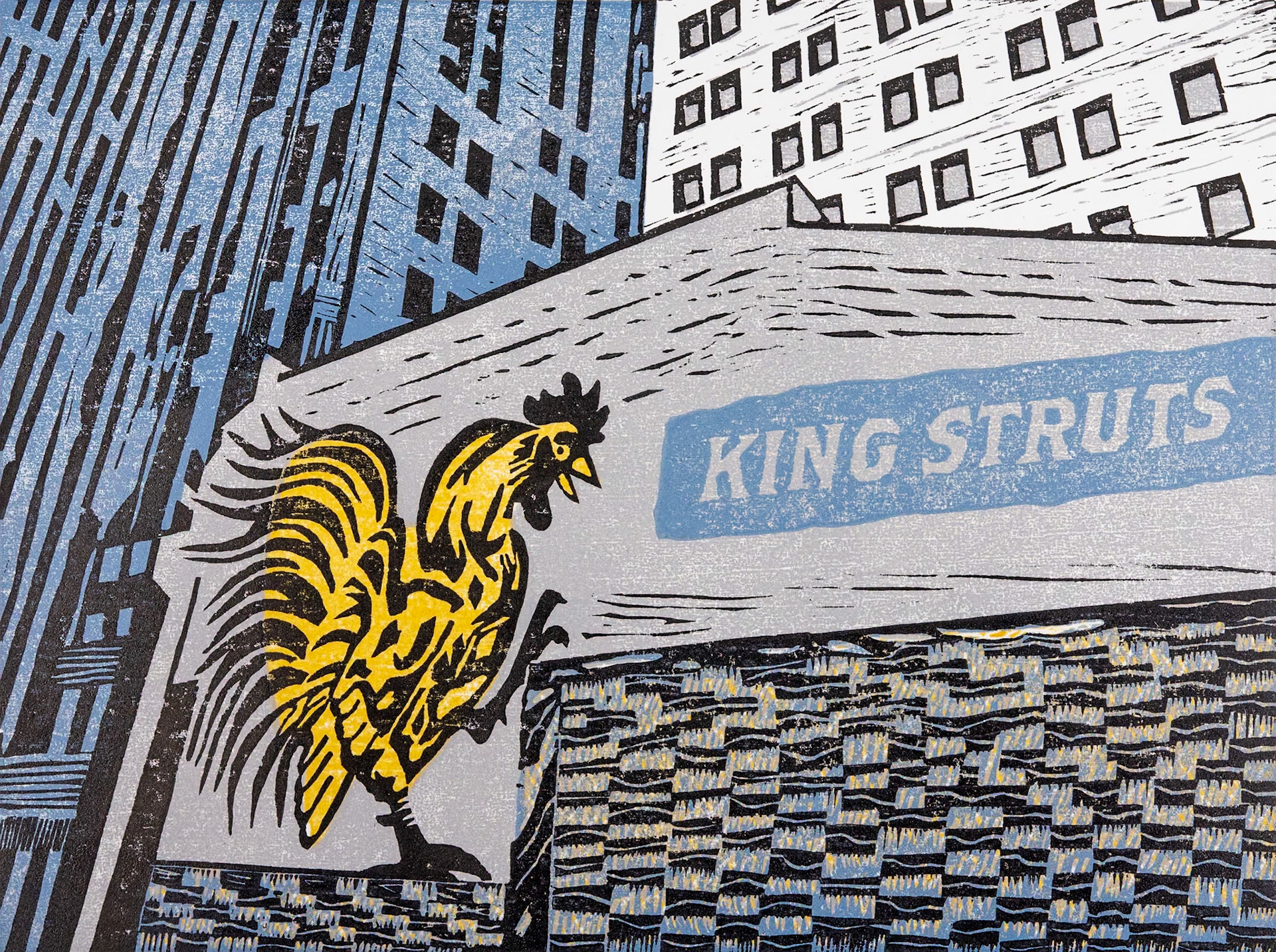 King Struts: a four color woodblock print