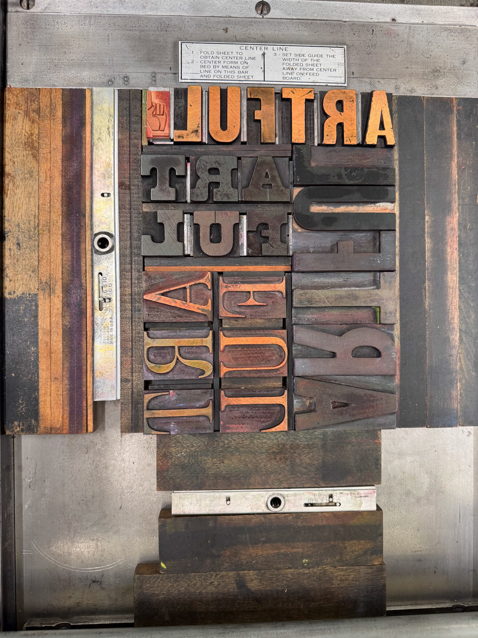 Artful series lockup. Wood type.