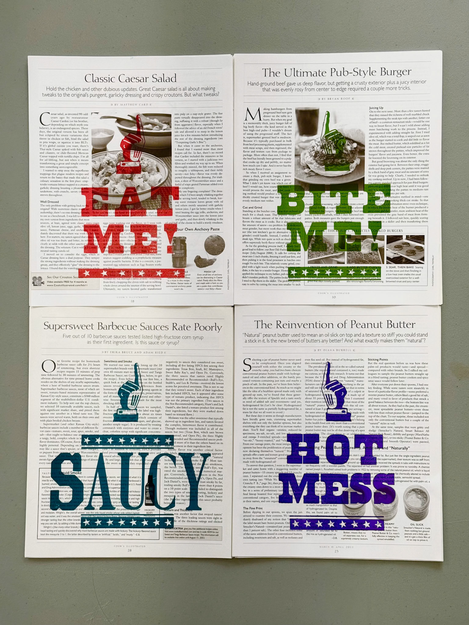 Recycled Cook's Illustrated magazine pages.
