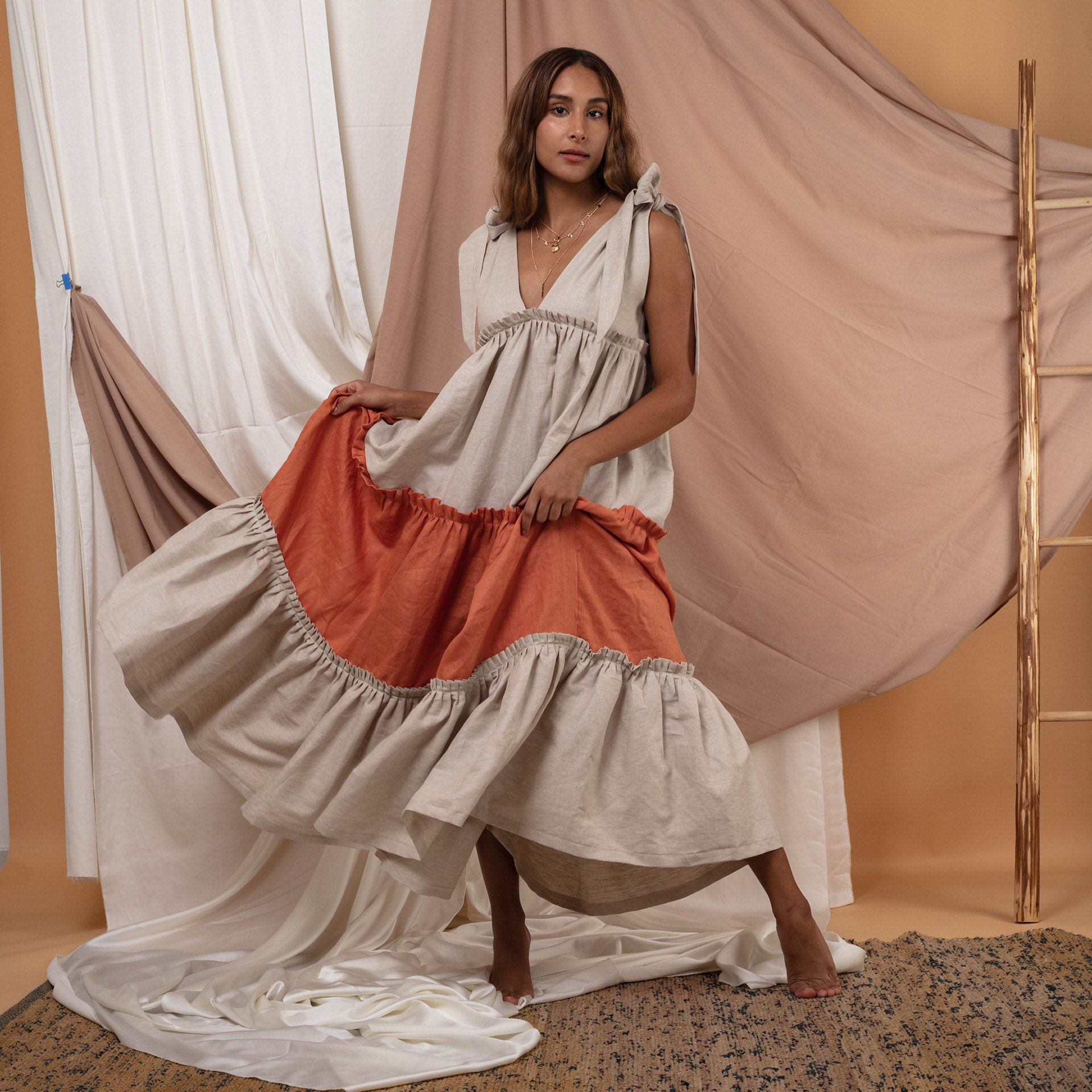 Fashion Photoshoot - Cloth Curtain Backdrop Set up - Melankaya Photography Kuwait