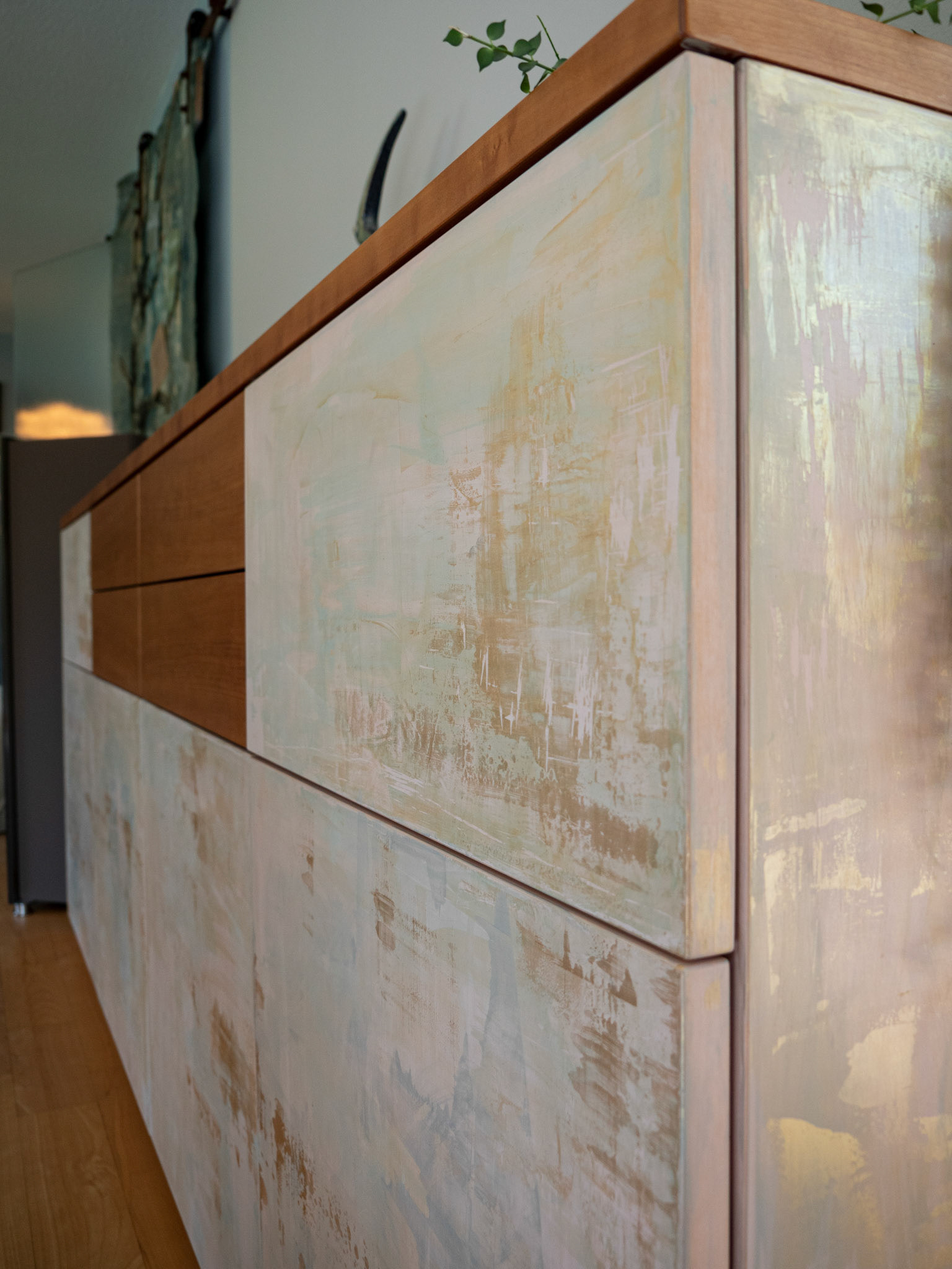 Home Is A Feeling *III* - bespoke patina *Sea Breeze* on highboard & drinks cabinet