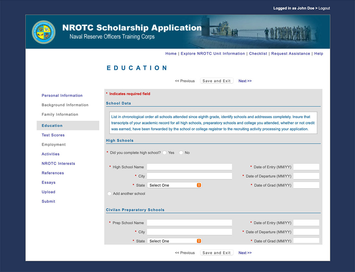 NROTC APPLICATION SKIN