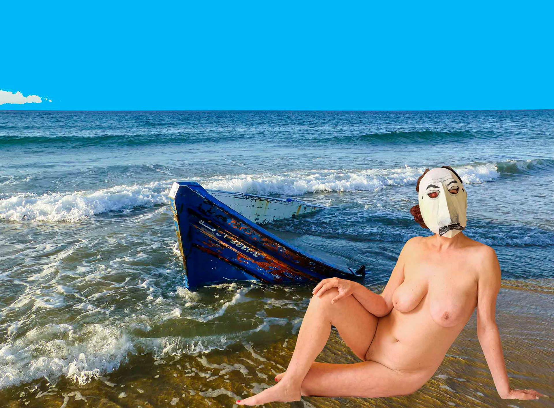 Nº 80. Título: Exteriores 1. Desnudo con barca. Medidas: 76 x 56 cm. Técnica: Impresión digital. Año 2018. Tirada: 5 ejemplares.