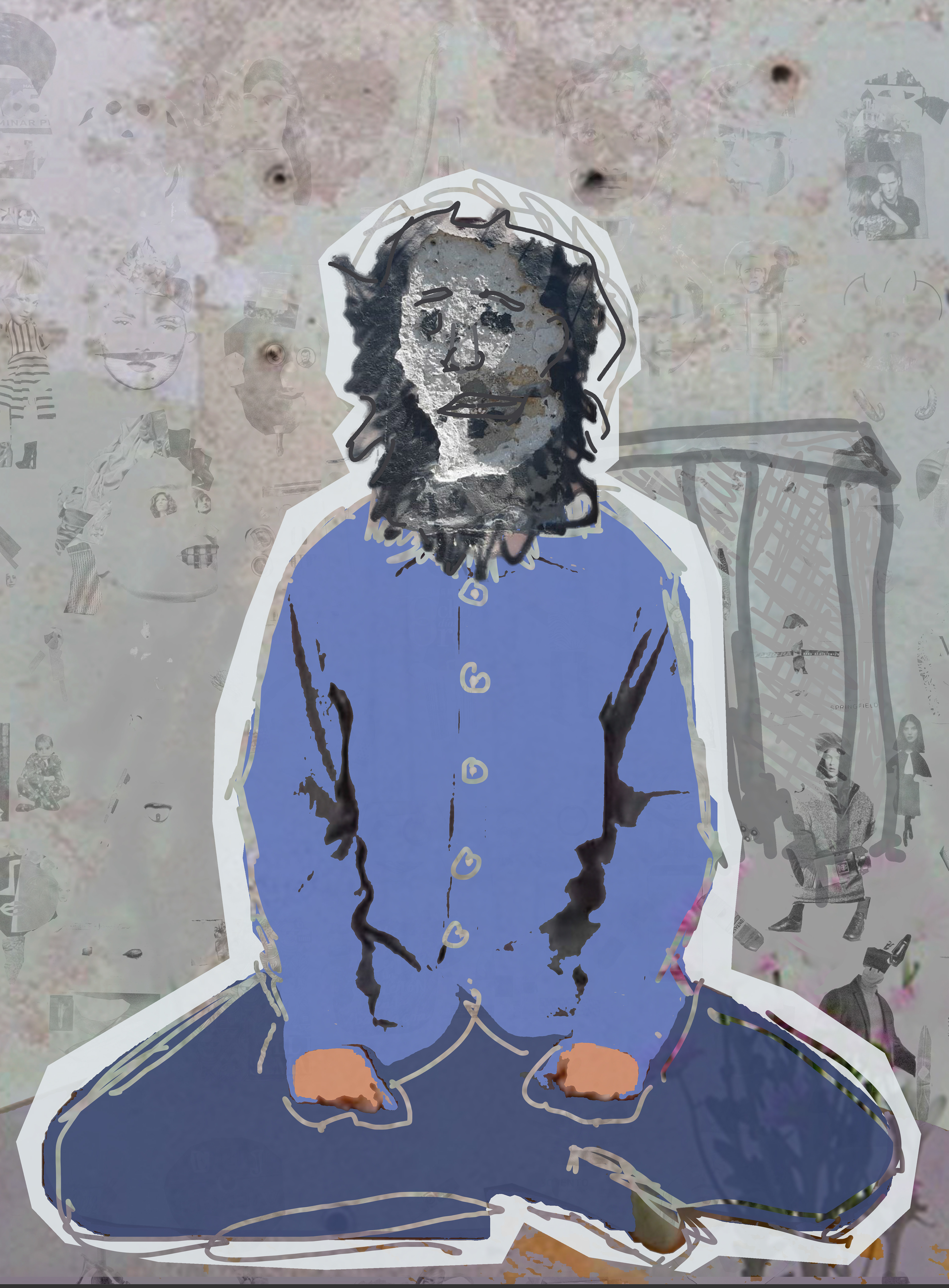 Nº 98. Título: Gente corriente 5. Meditando. Medidas: 56 x 76 cm. Técnica: Impresión digital. Año 2021. Tirada: 5 ejemplares