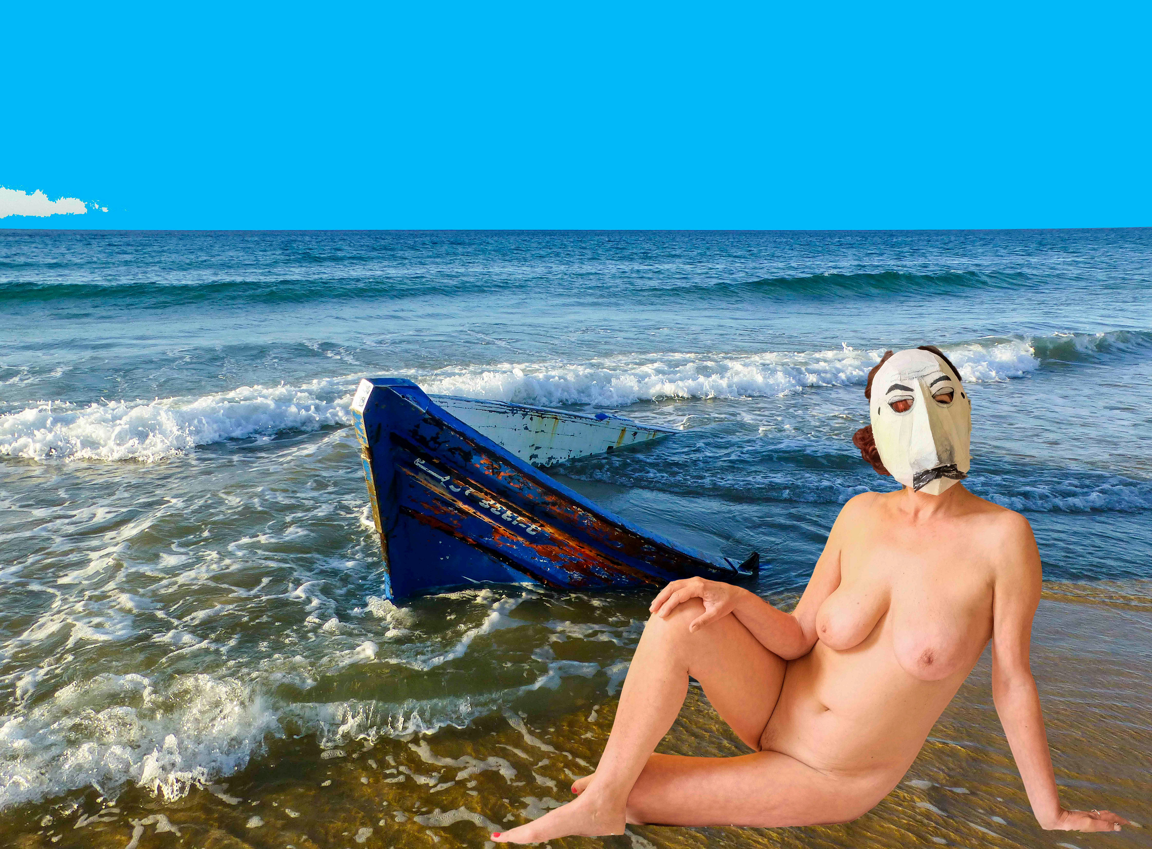 Nº 80. Título: Exteriores 1. Desnudo con barca. Medidas: 76 x 56 cm. Técnica: Impresión digital. Año 2018. Tirada: 5 ejemplares.