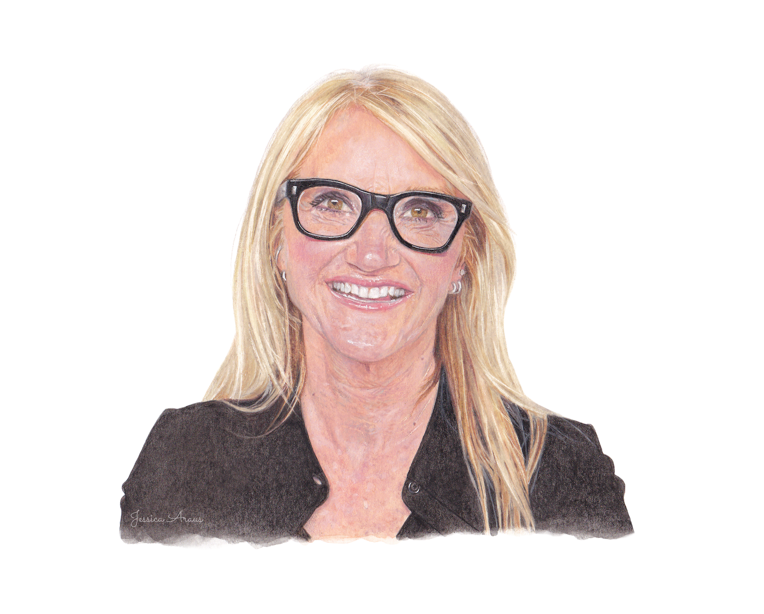 colored pencil illustration of Mel Robbins