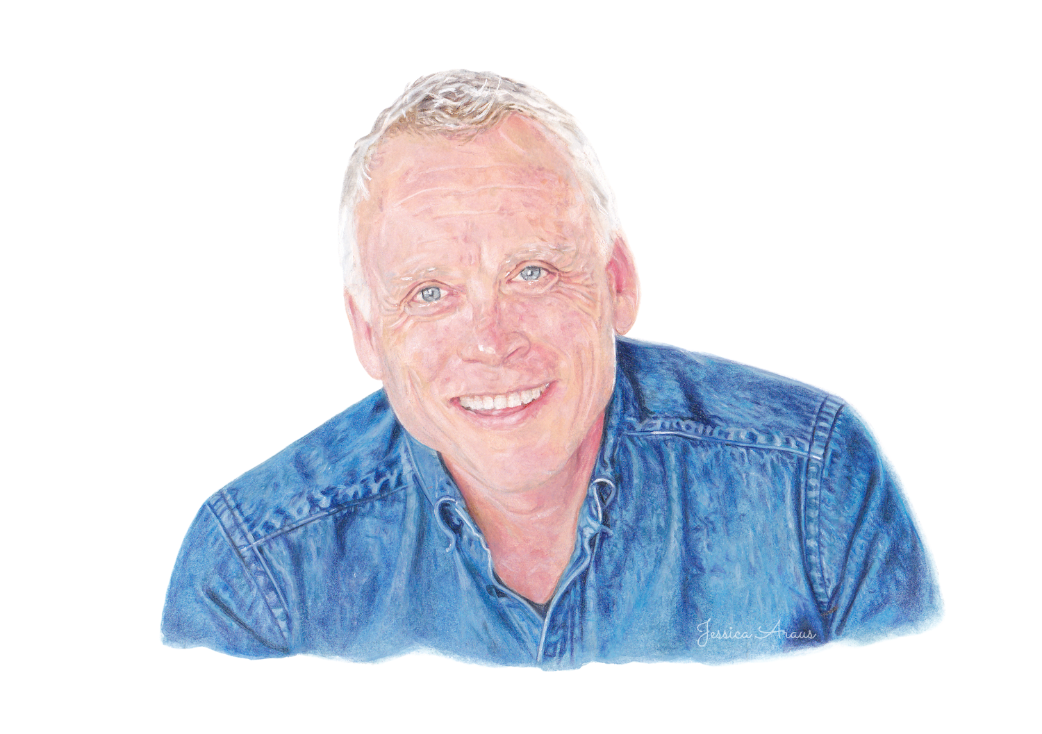 Illustration of Jay Papasan. Made with watercolor and colored pencils.