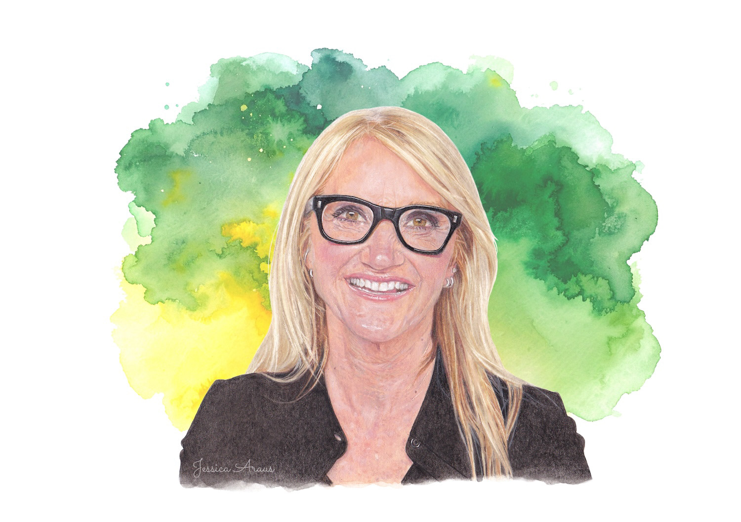 Mel Robbins illustration with watercolor background