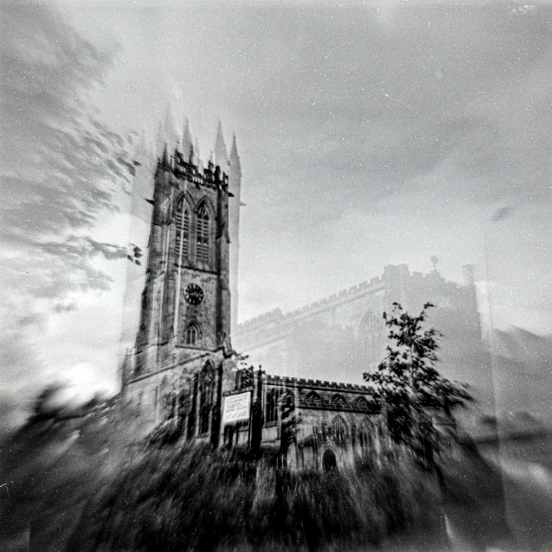 An old Kodak Creast camera, that I have taken the plastic lens out of and turned around. This gives a very distorted view of a scene, and, the sharpness that many photographers strive for in their images is not present anywhere!