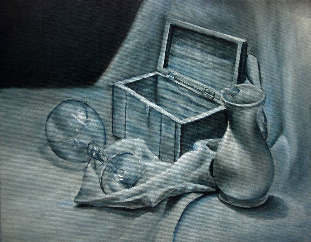 Grayscale Still Life. Oil Paint