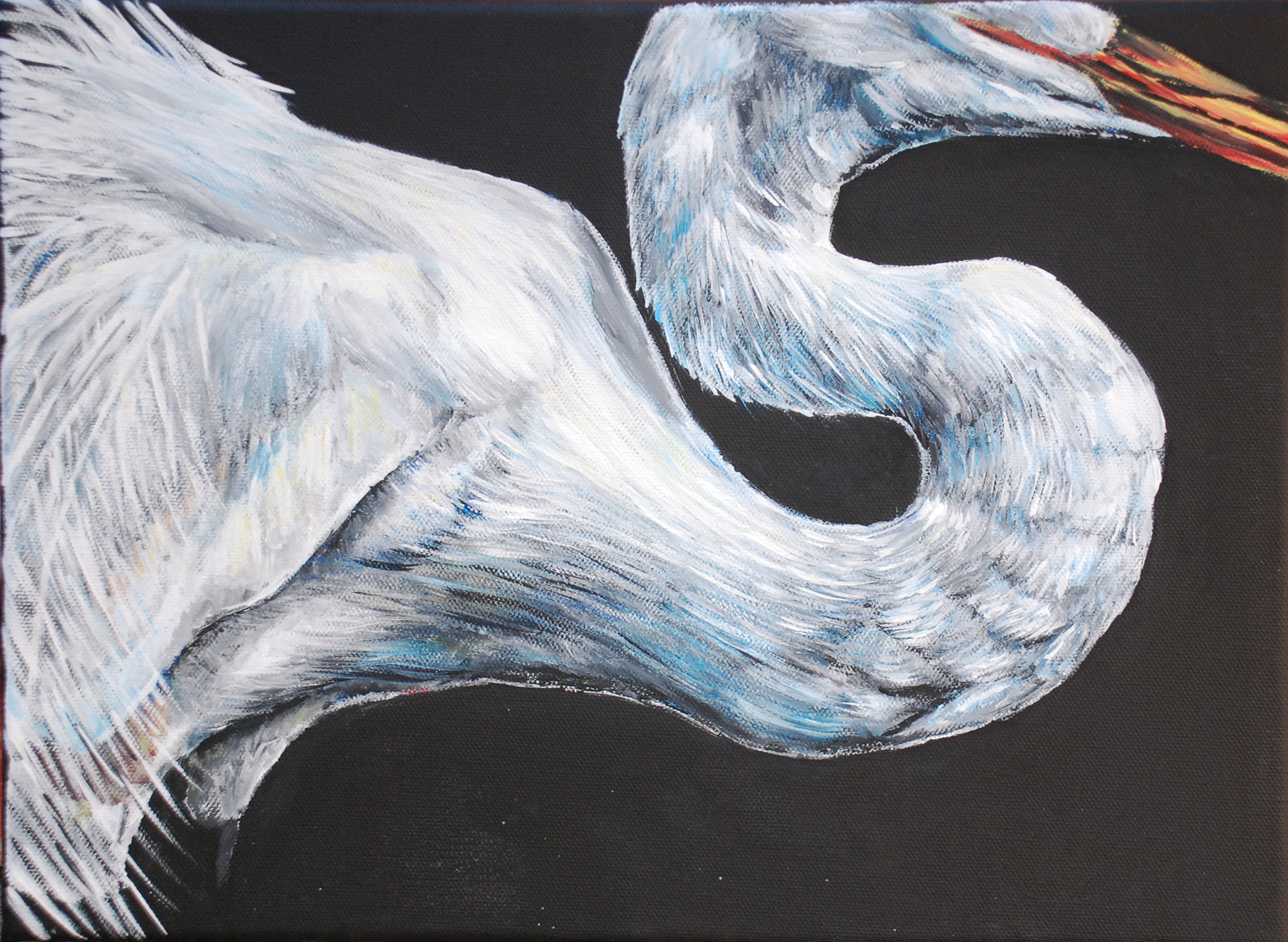 Egret. Acrylic paint