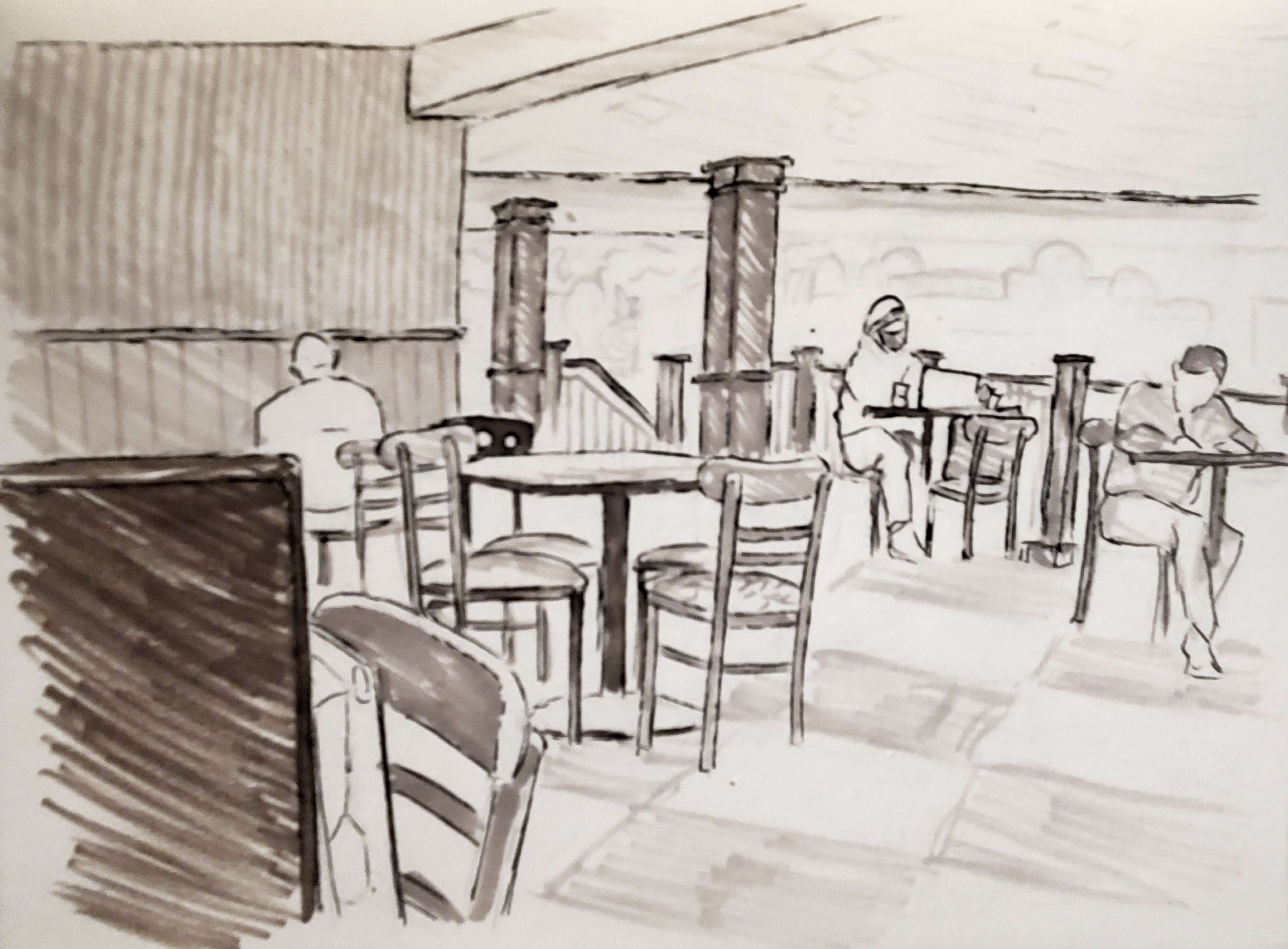 Sketch Sitting at Barnes & Nobles: Pencil and marker