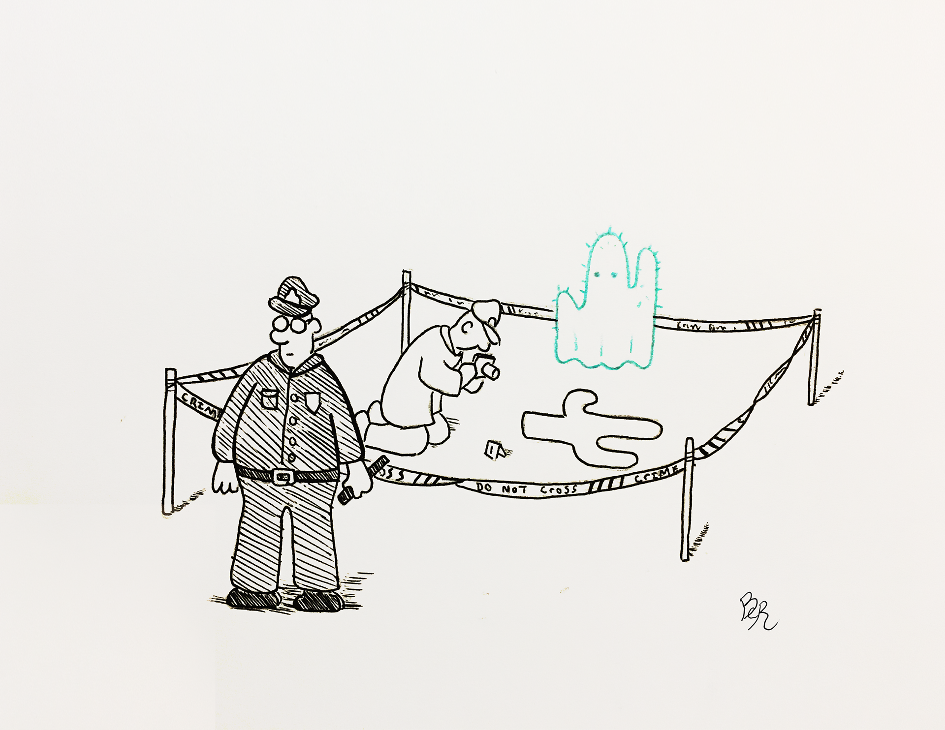 Inktober: Spirit. Ink and color pencil