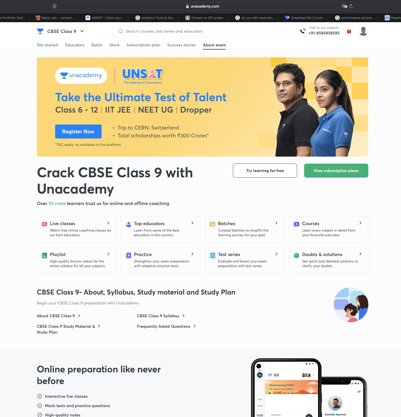 Web banner on Unacademy Site