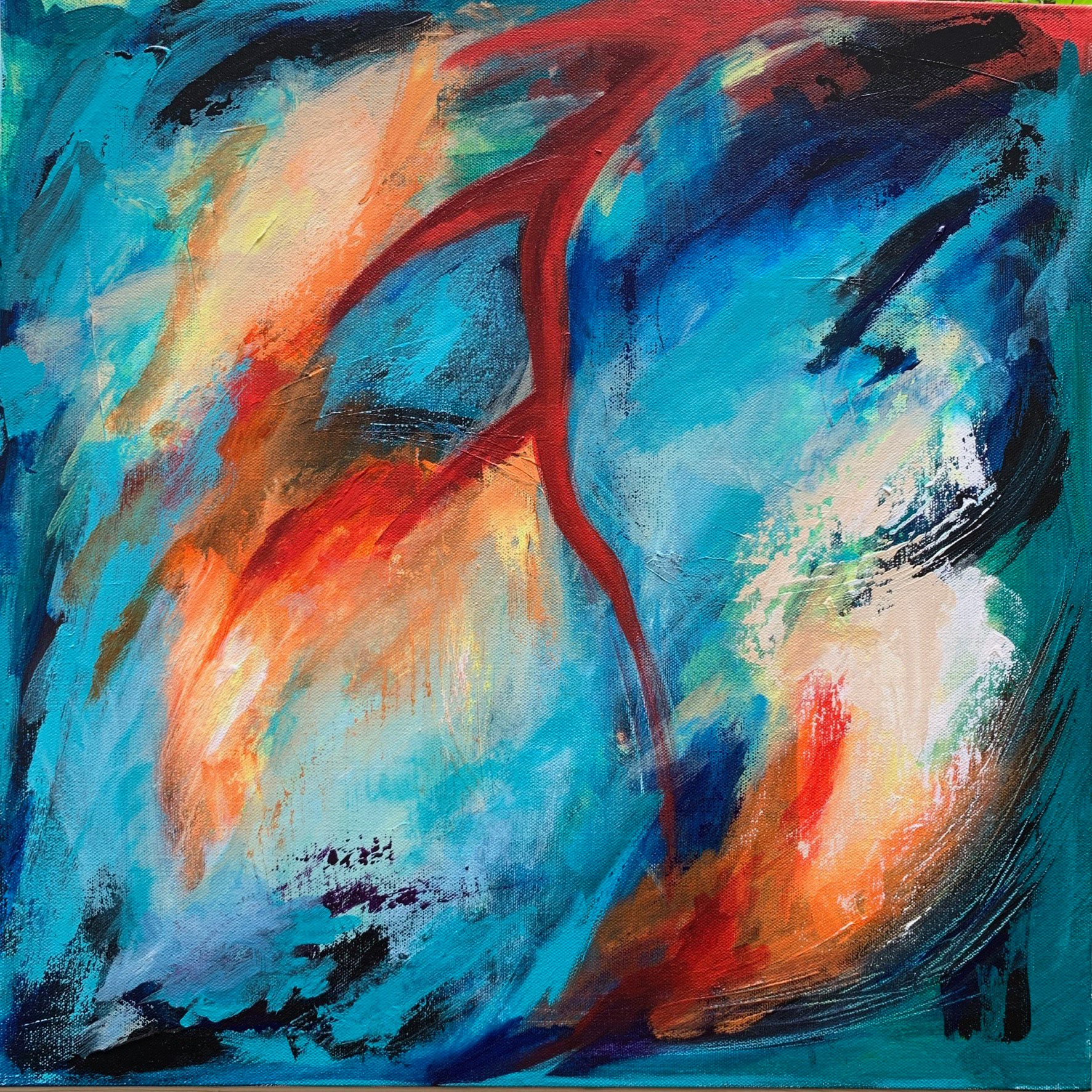 Heliconea III. Acrylic on canvas. 20x20 in.