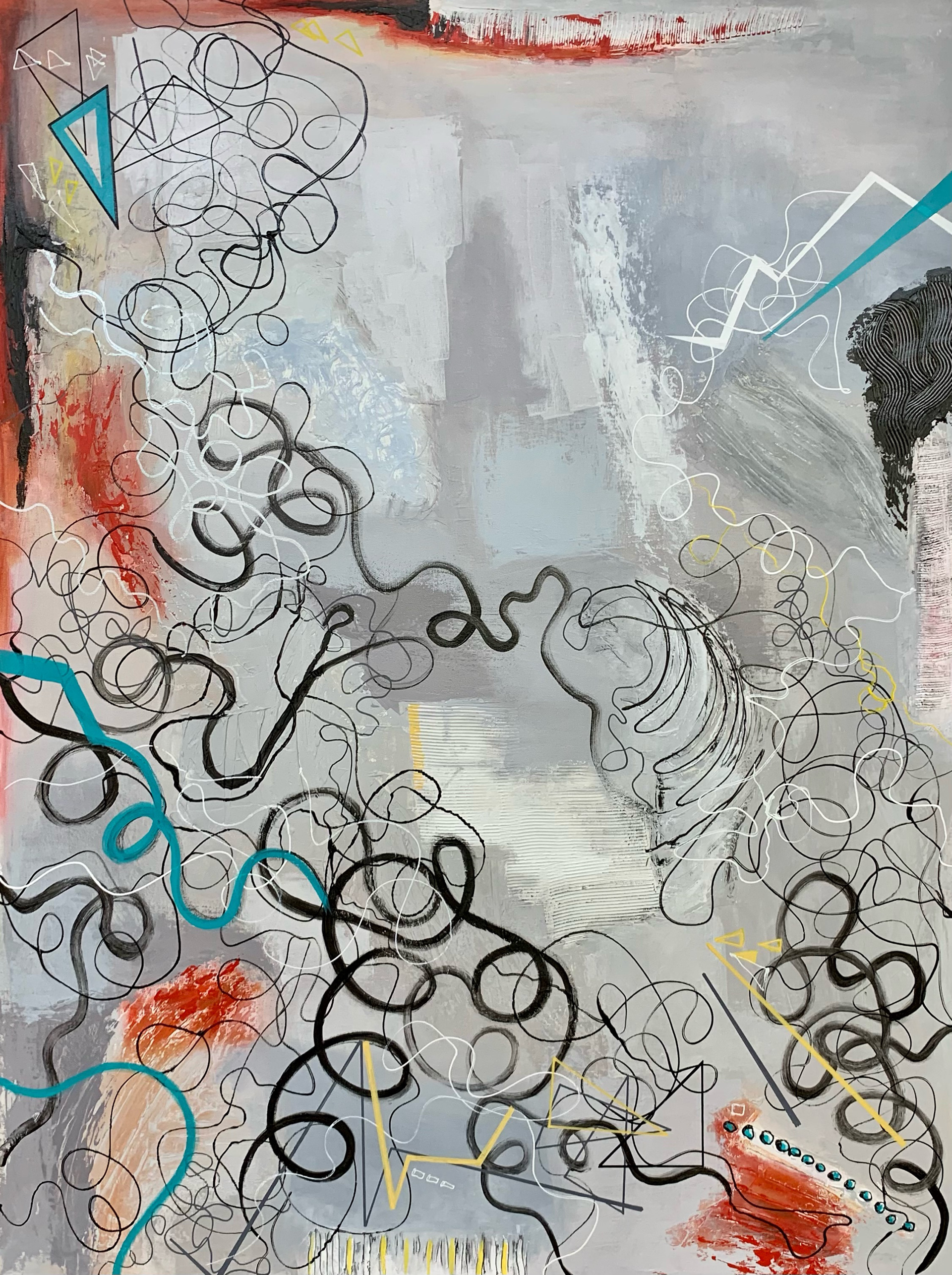 Hard Road. Mixed media/acrylic on canvas. 48x36 in.