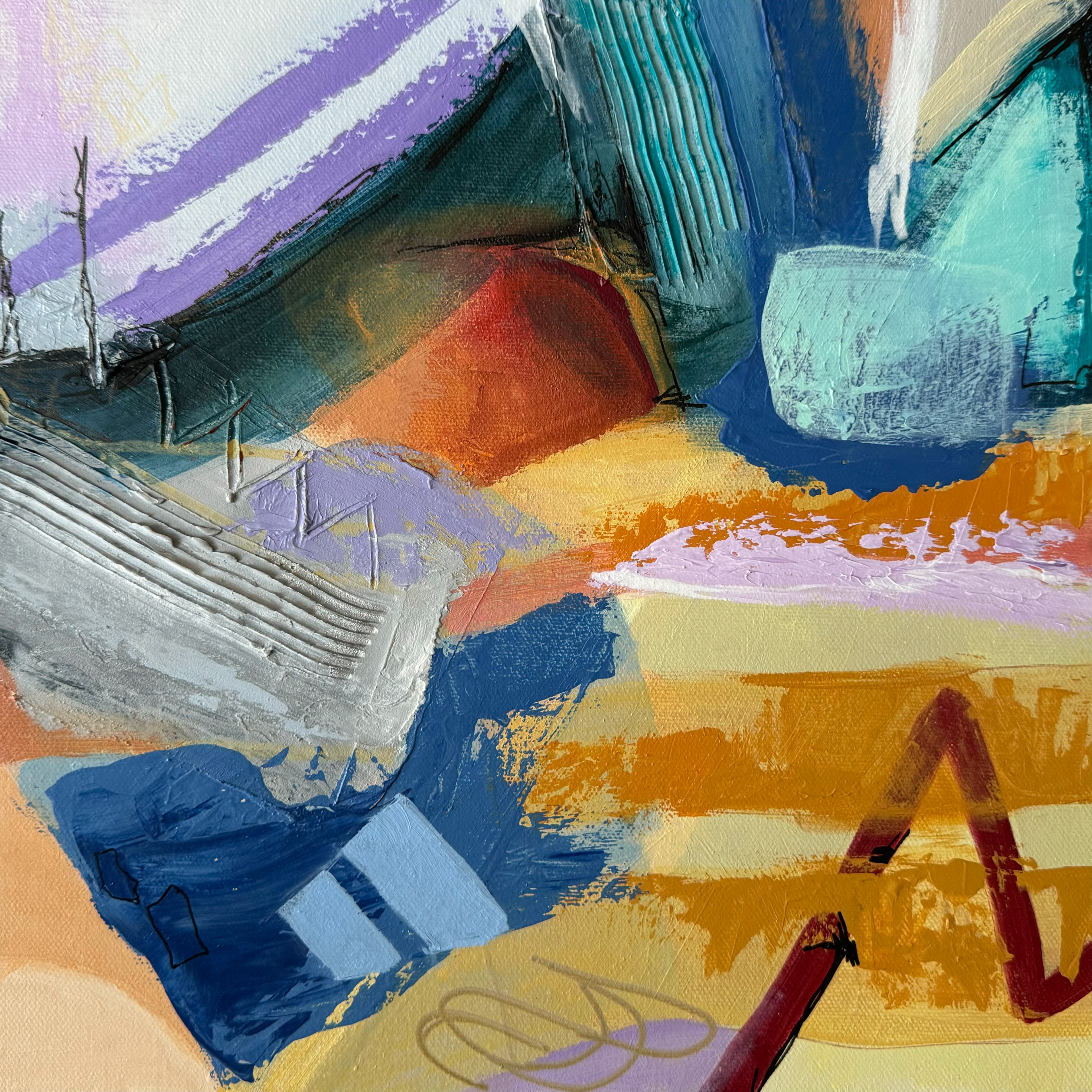 Sand and Water 2. Mixed media/acrylic on canvas. 12 x 12 in.