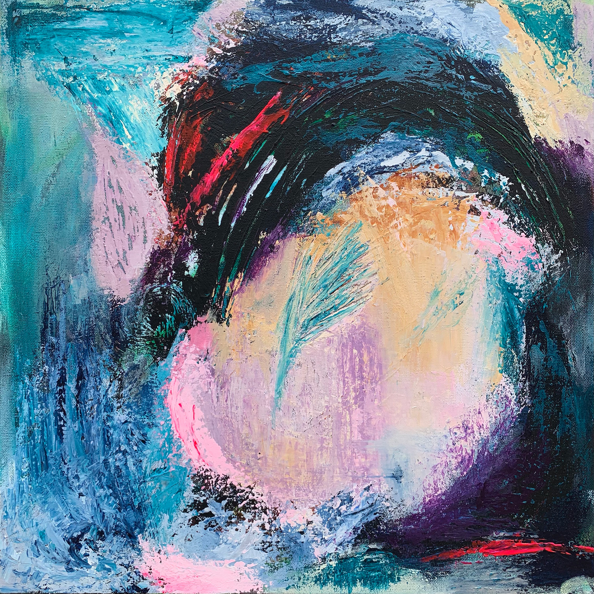 Lavender. Mixed media/acrylic on canvas 20 x 20 in.