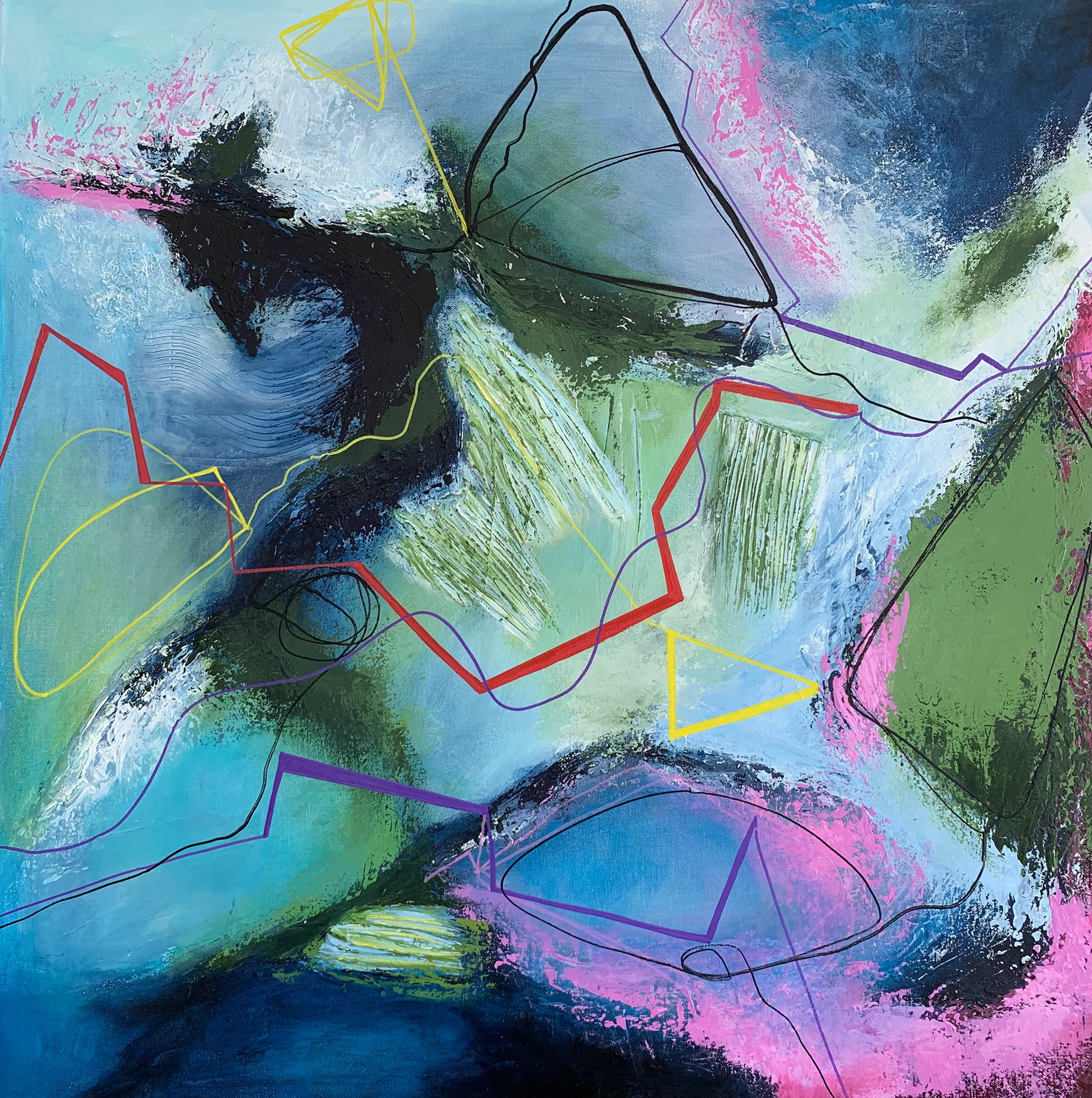 The Path. Mixed media/acrylic on canvas. 30 x 30 in.