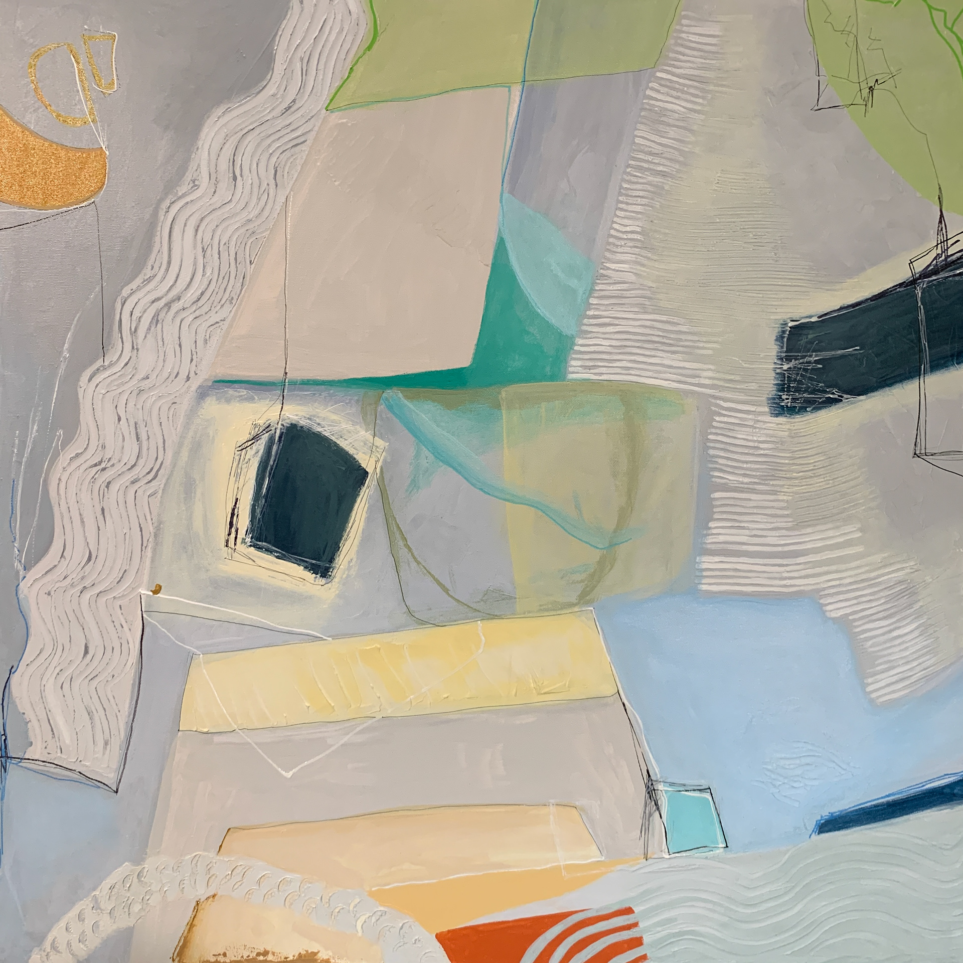 Serene Beach. Mixed media/acrylic on canvas. 30 x 30 in.