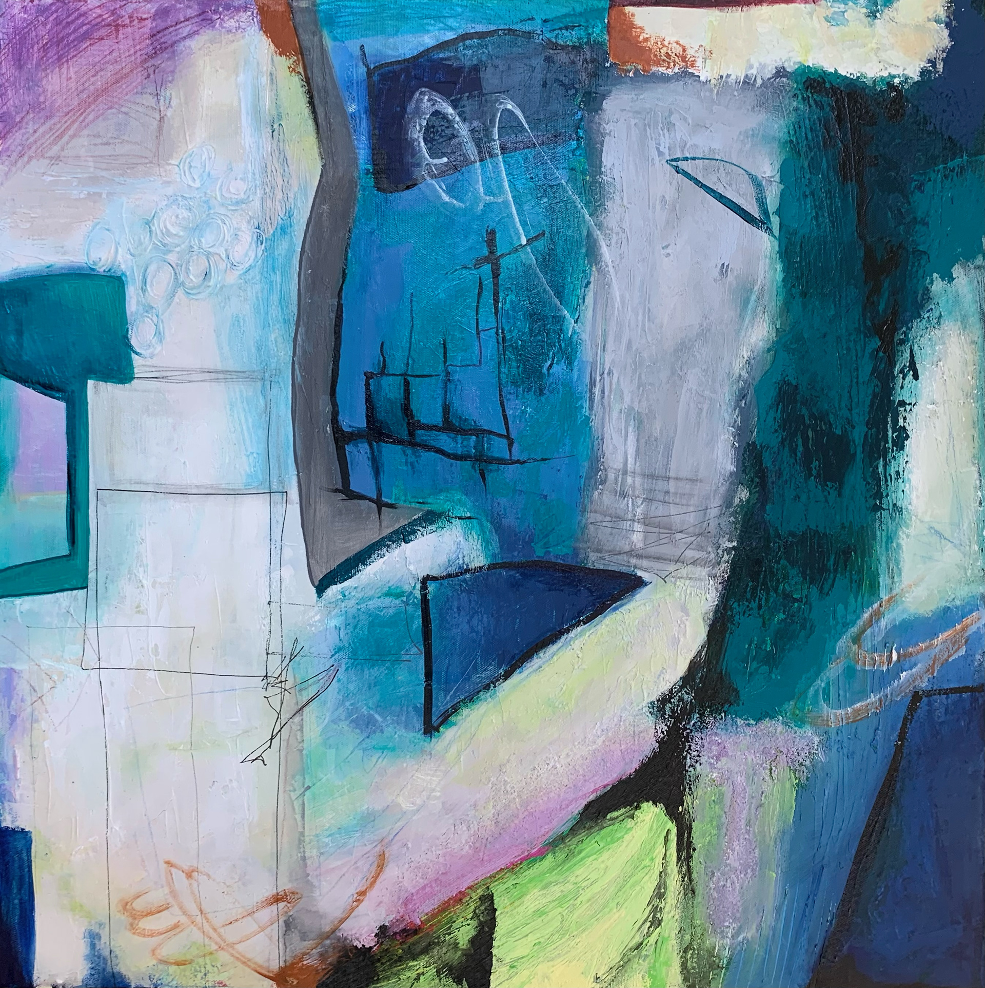 Marine. Mixed media on canvas. 24 x 24 in.