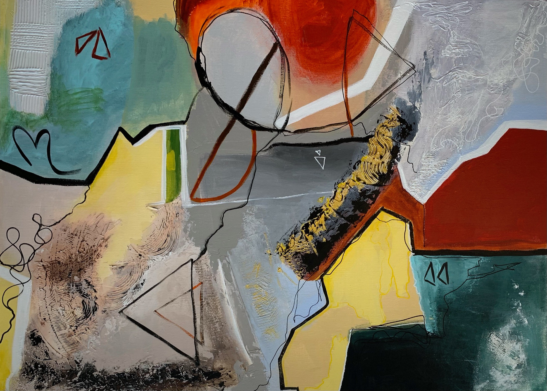 New Fall. Mixed media/acrylic on canvas. 30 x 40 in.