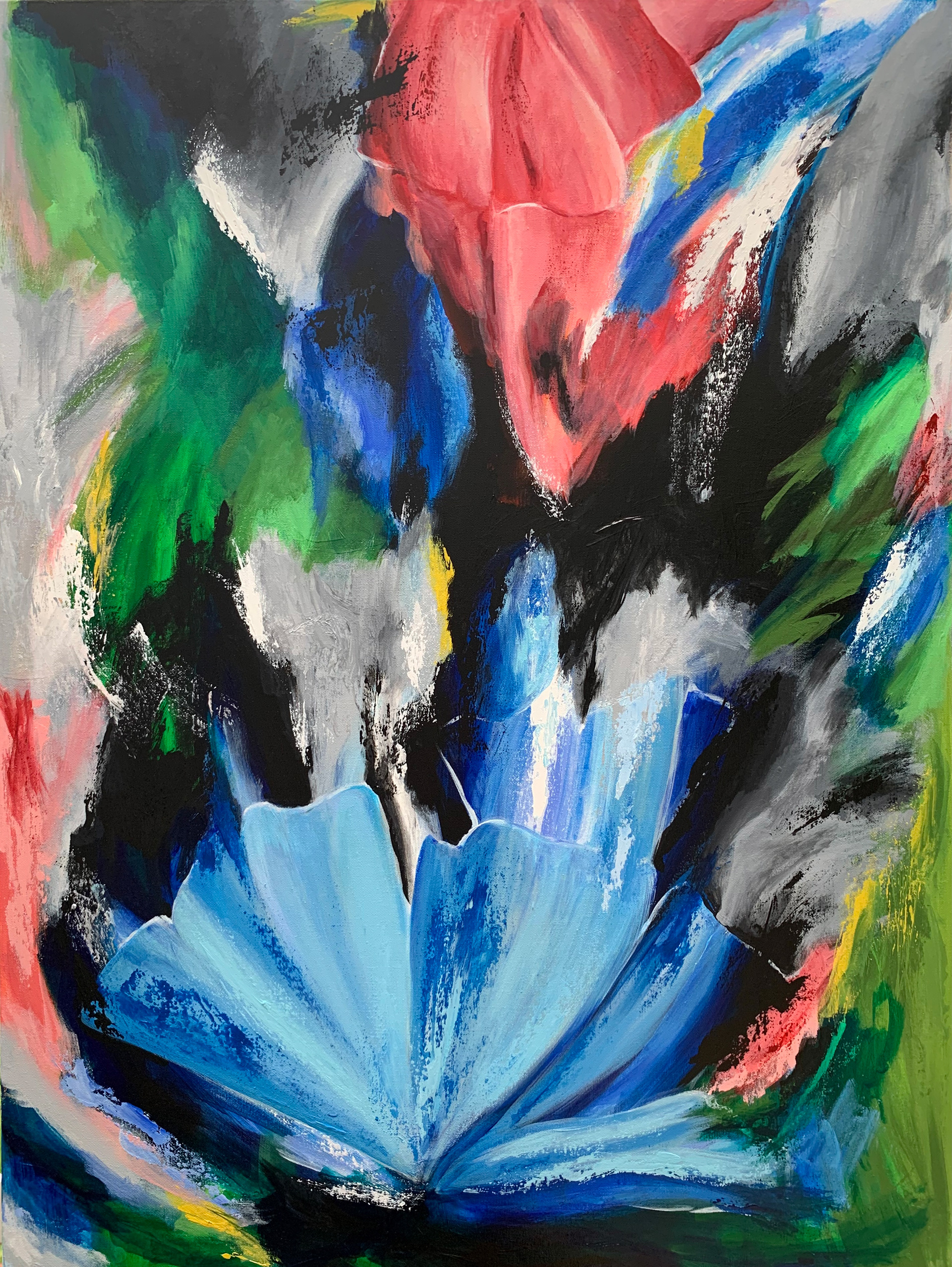 Flowers. Acrylic on canvas. 40 x 30 in.