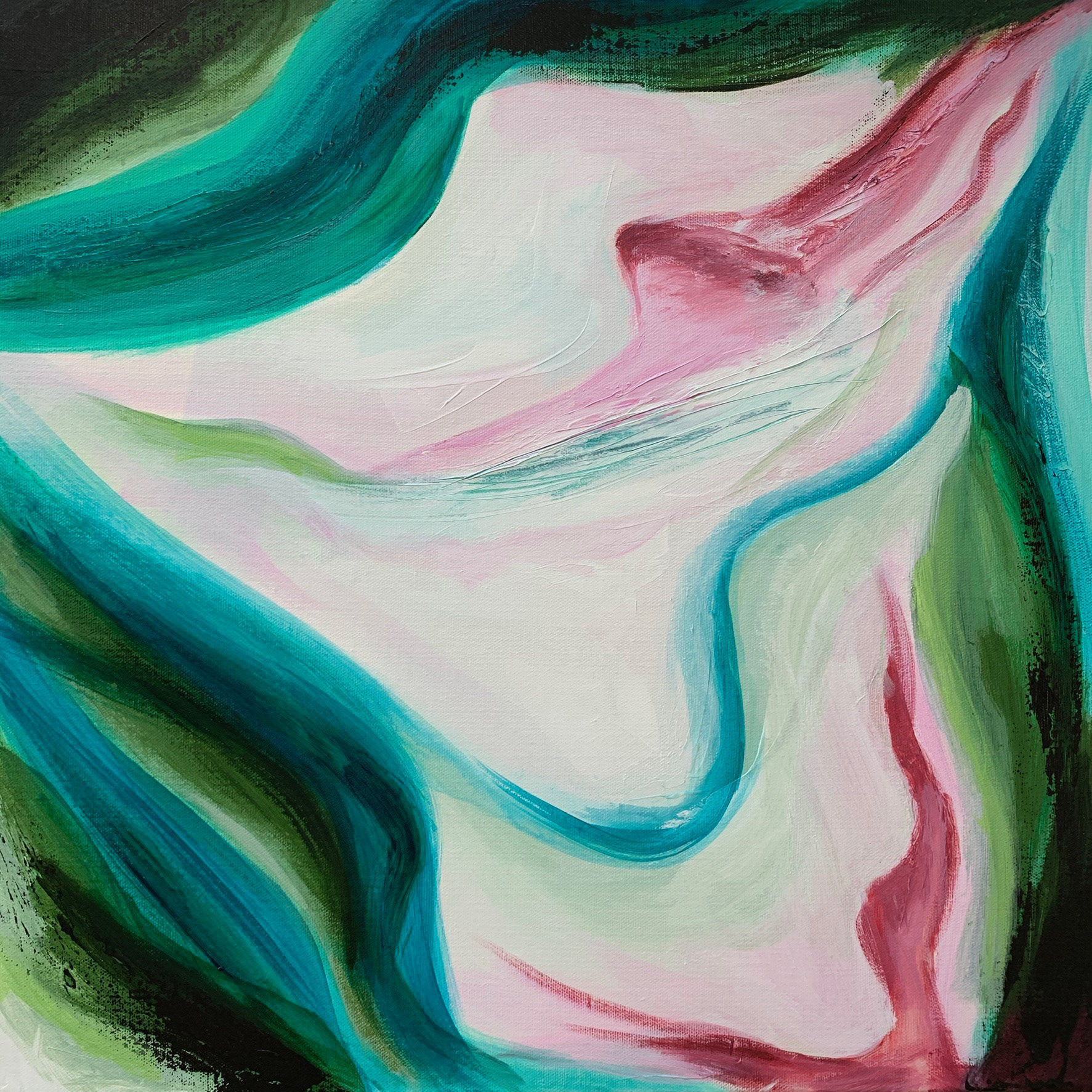 Plantain Blossom III. Acrylic on canvas. 20x20 in