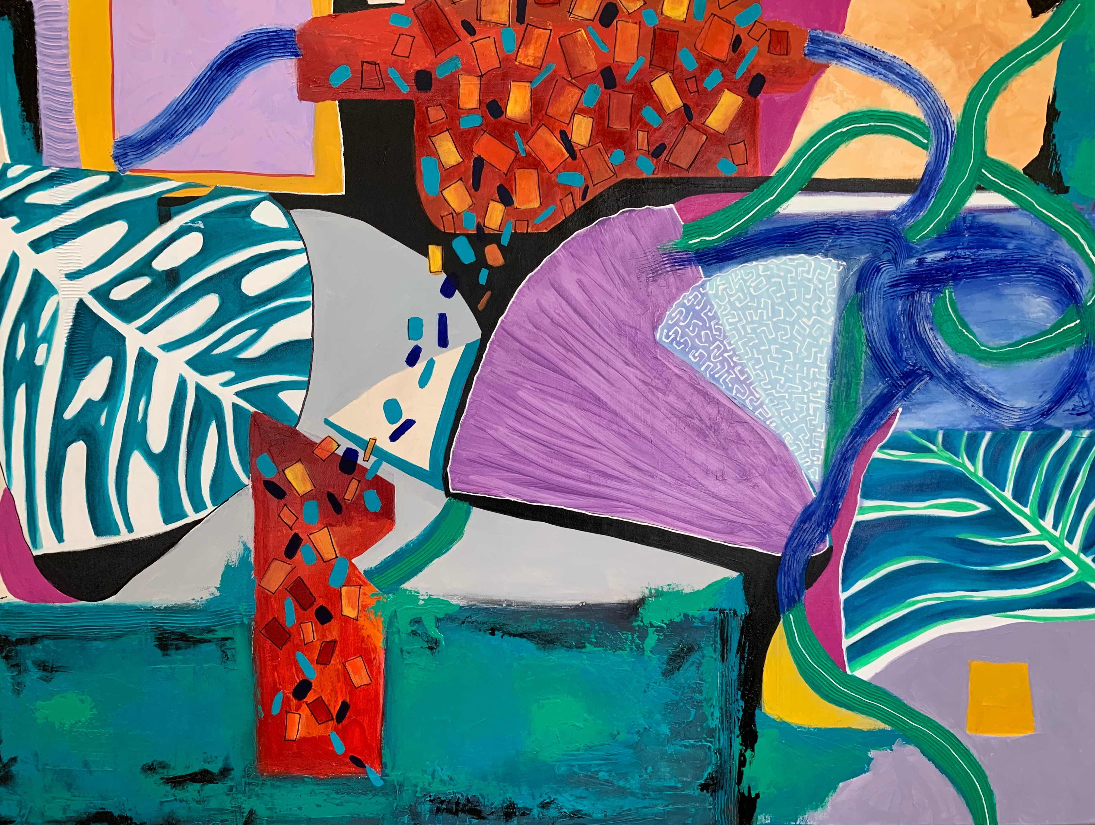 Malanga. Mixed media/acrylic on canvas. 36 x 48 in.