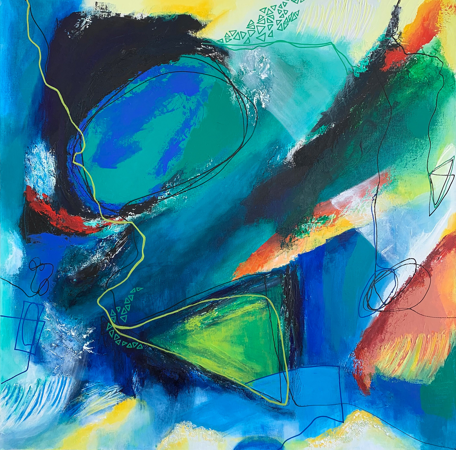 Universe. Mixed media/acrylic on canvas.30 x 30 in.