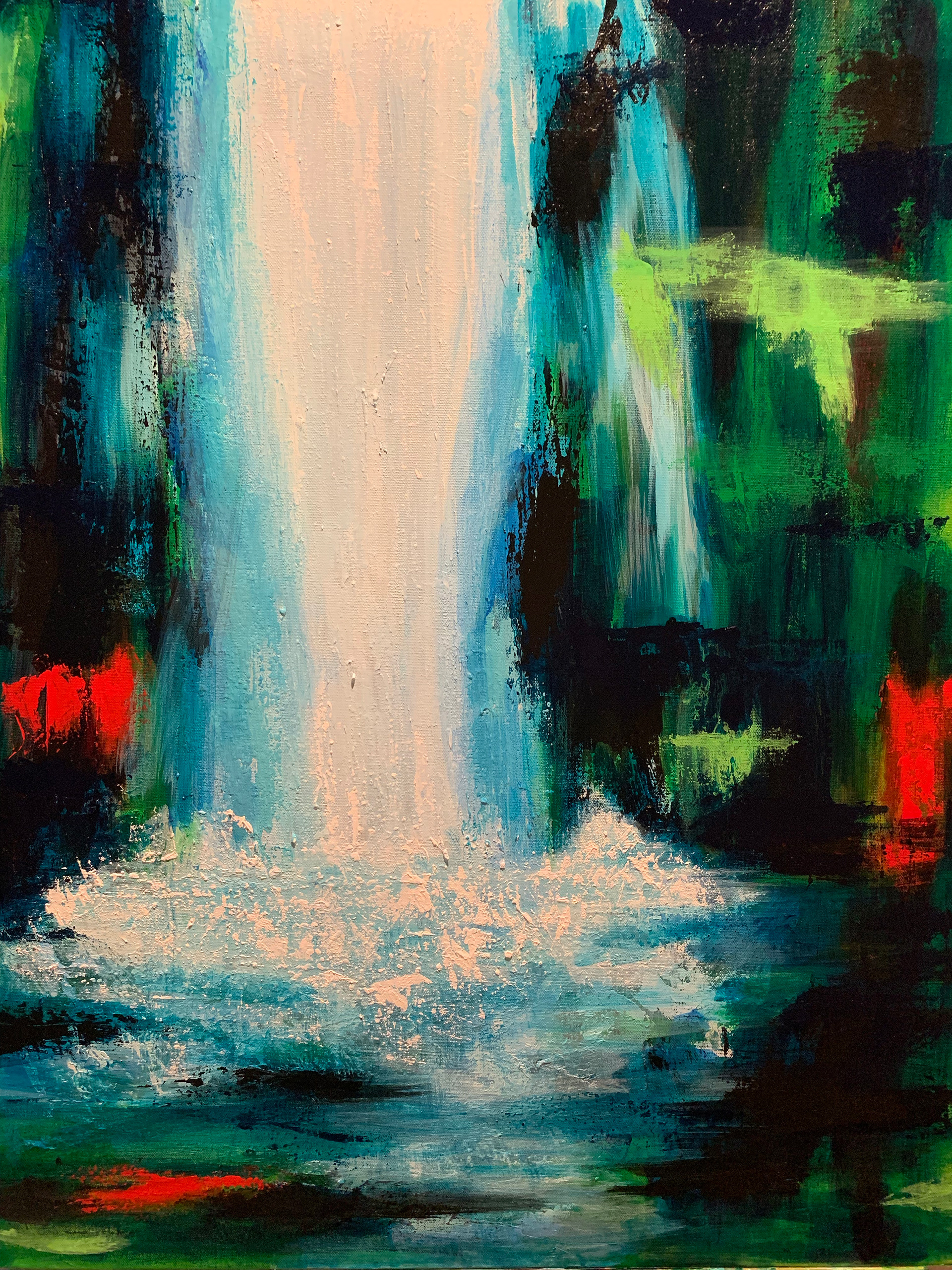 Waterfall. Acrylic on canvas. 30 x 24 in.