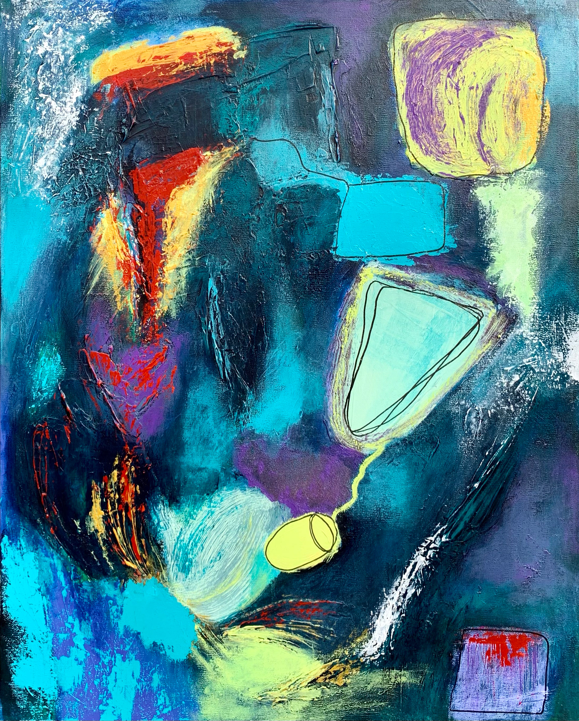 Connection. Mixed media/acrylic on canvas. 30 x 24 in.