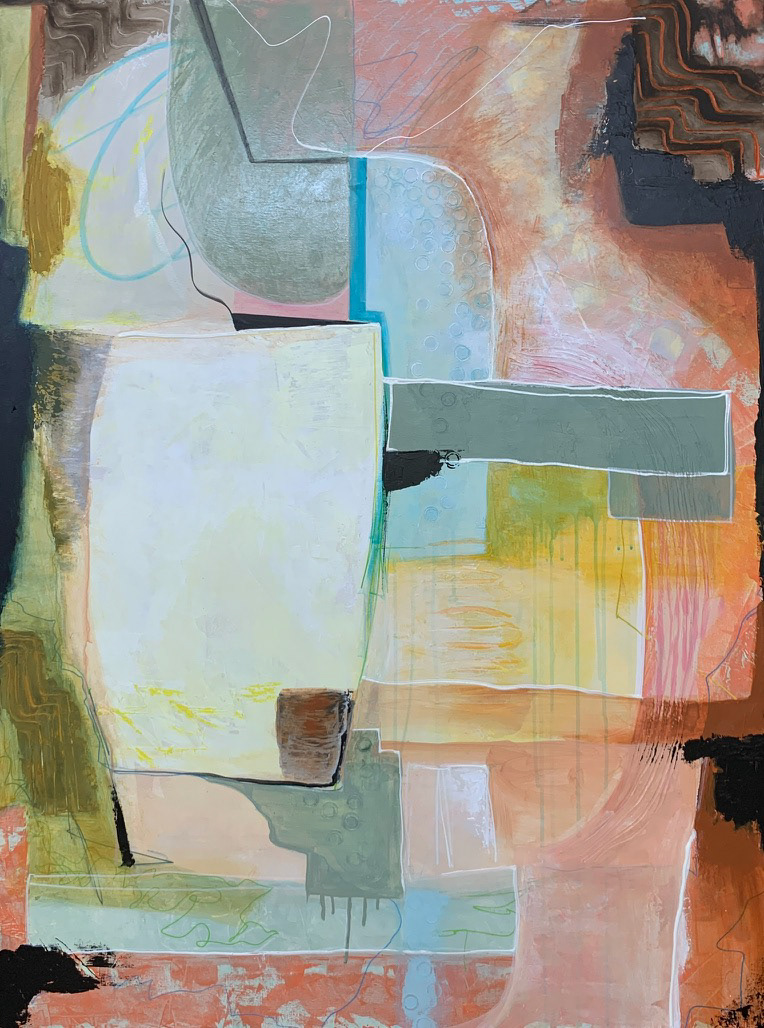 Aroma de café. Mixed media/acrylic on canvas. 46 x 36 in