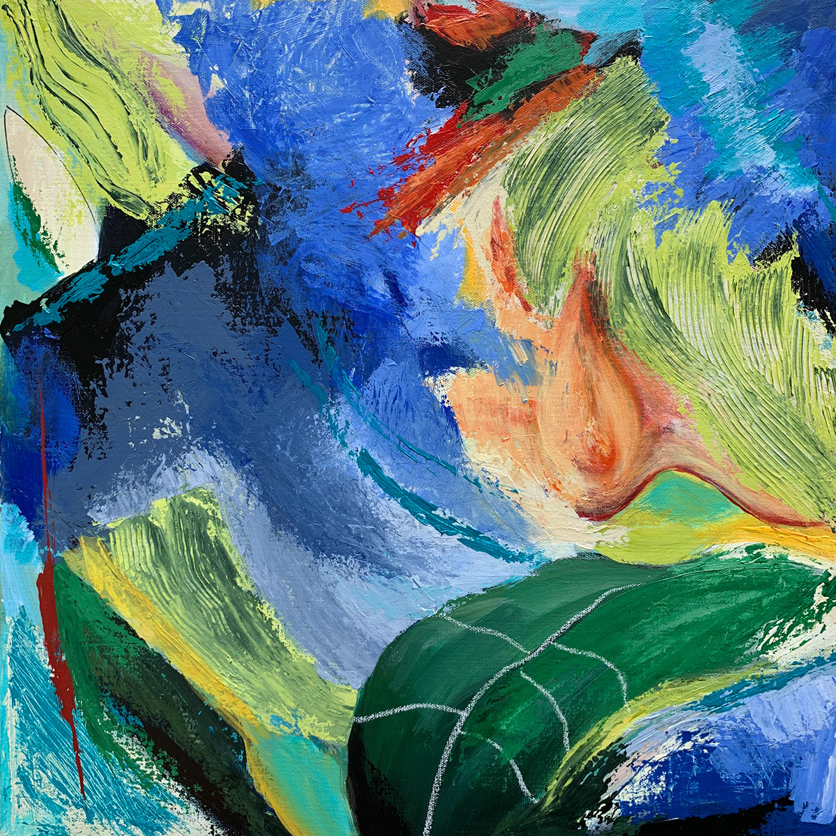 Sweet Dance. Mixed media/ acrylic on canvas. 20x20 in.